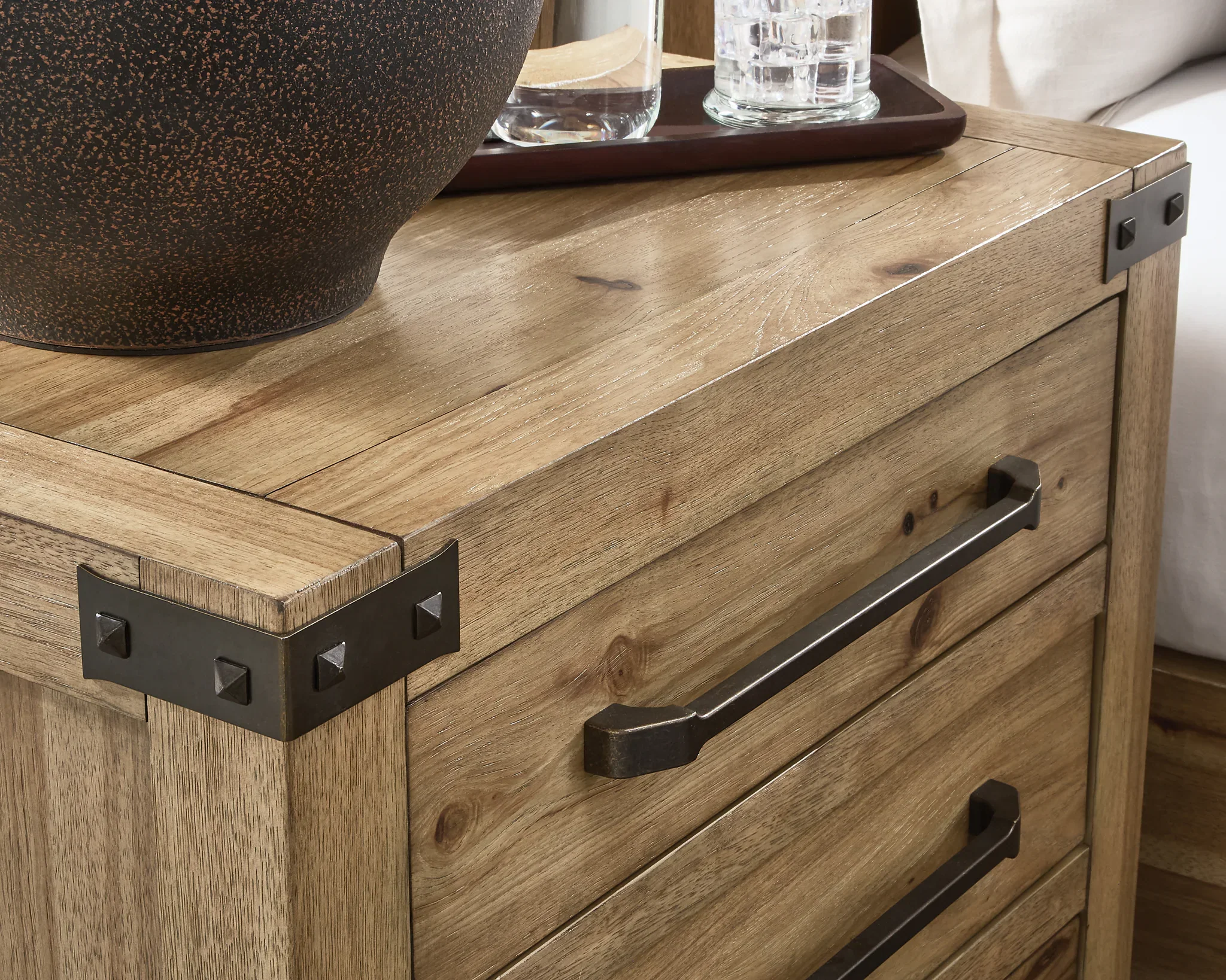 Ridgester - Three Drawer Night Stand - Light Brown - Image 4