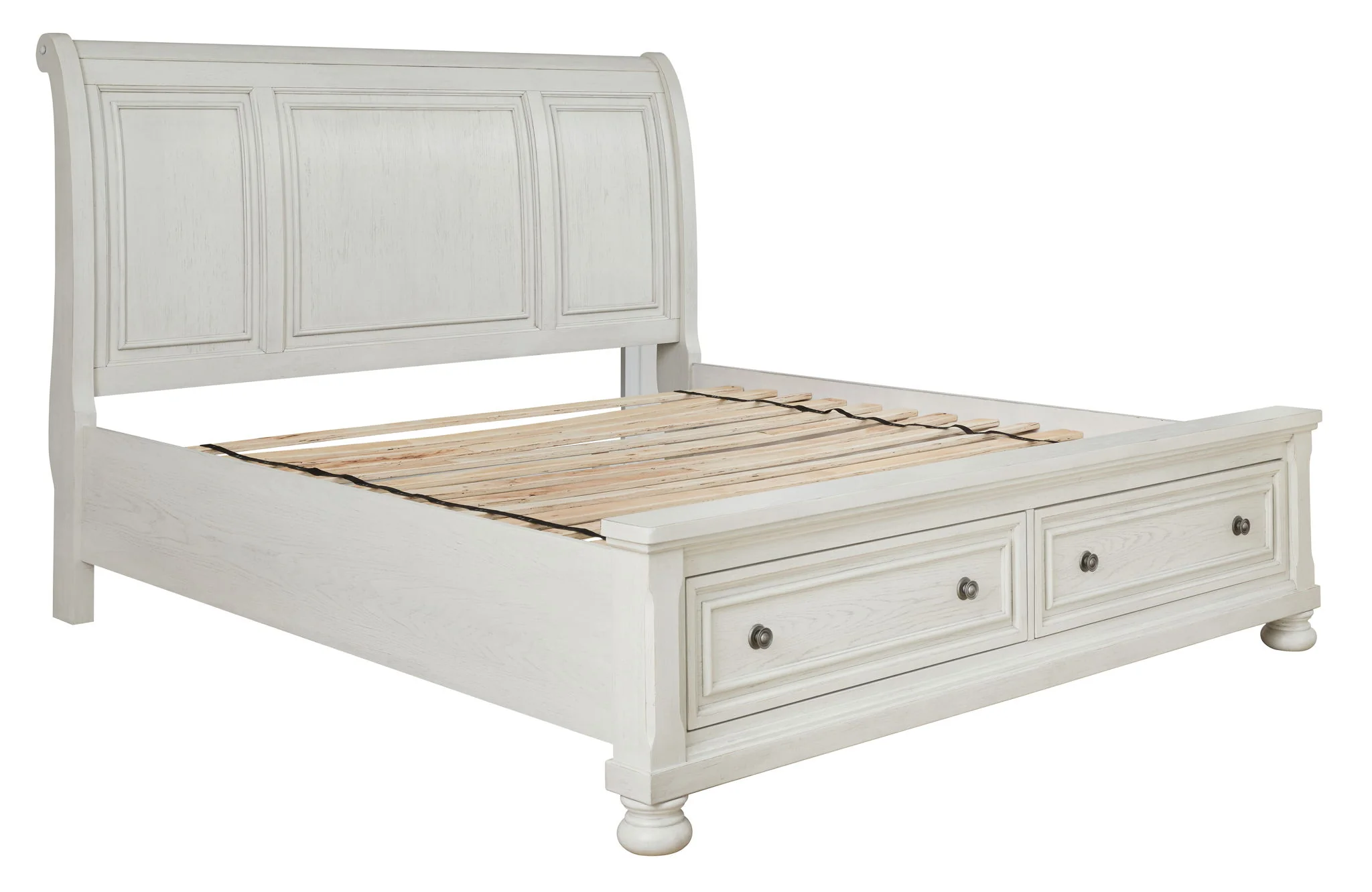 Robbinsdale - Antique White - King Sleigh Bed With 2 Storage Drawers - Image 3