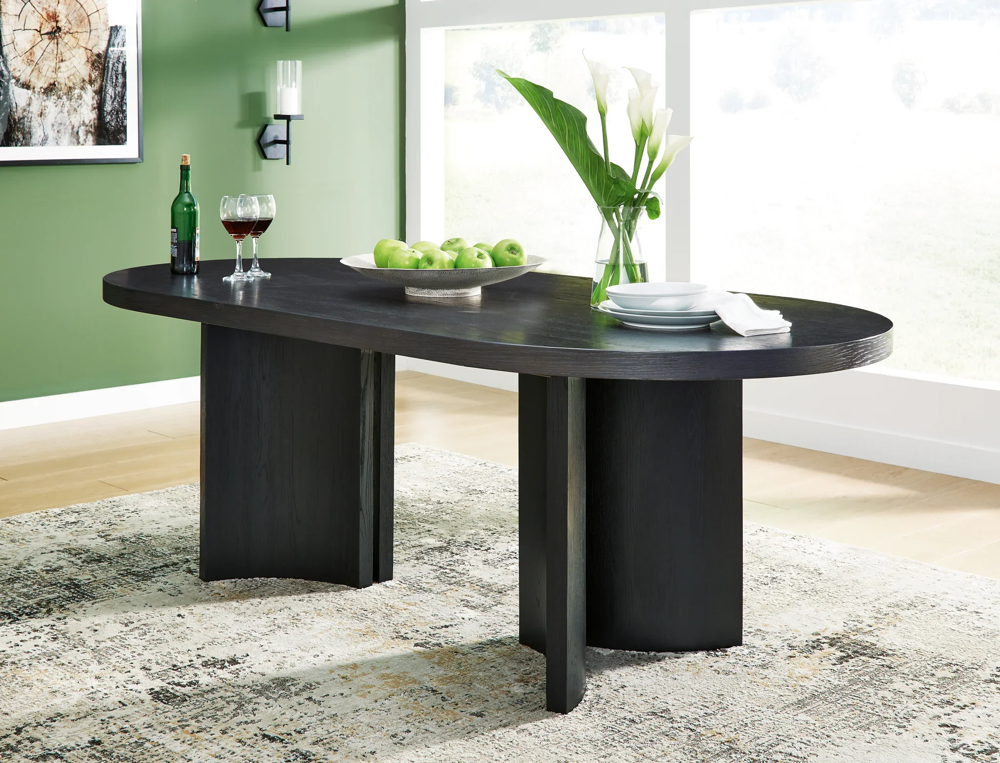 Rowanbeck - Black - 8 Pc. - Dining Table, 4 Side Chairs, 2 Arm Chairs, Server - Image 2