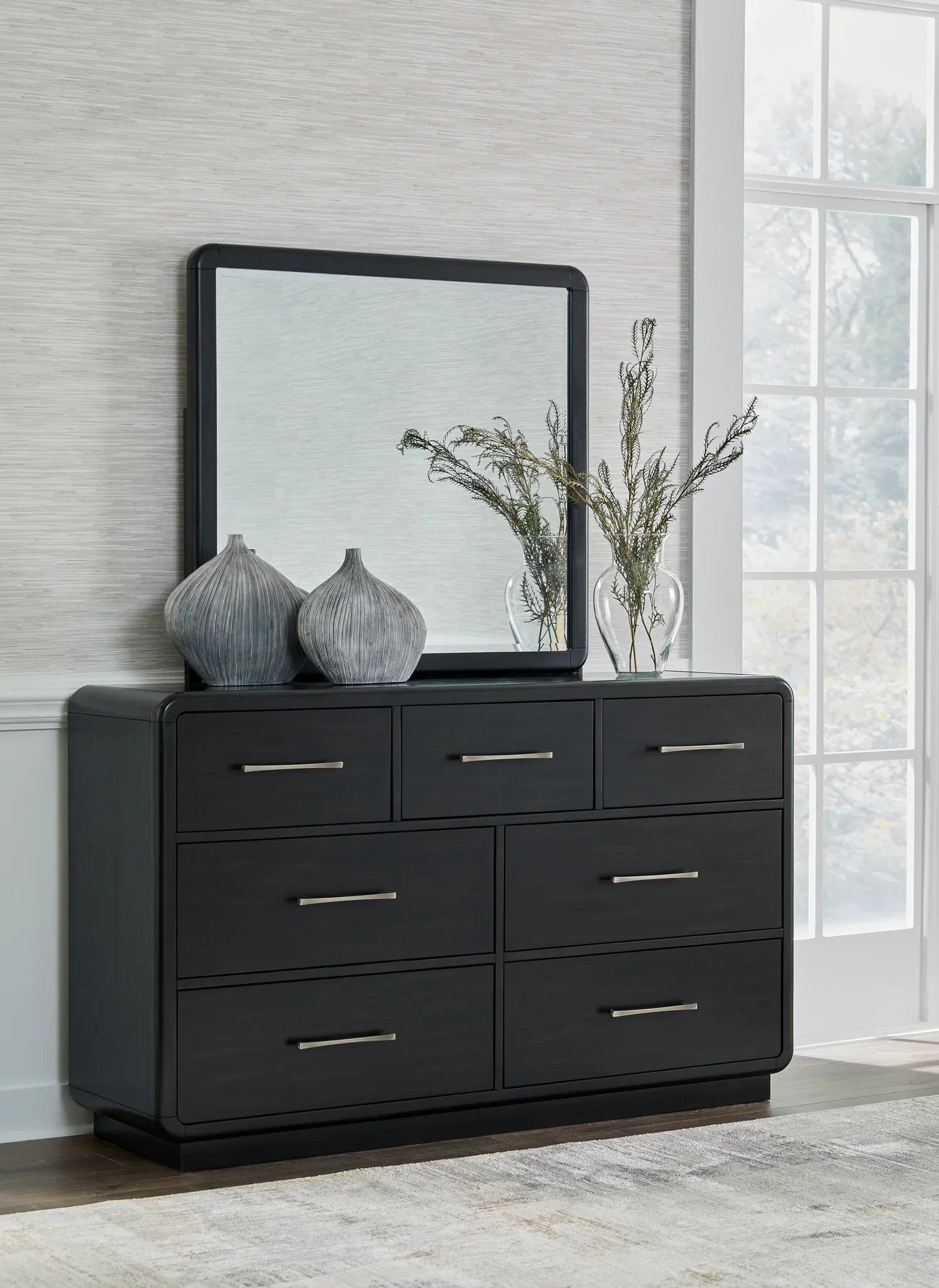 Rowanbeck - Black - Dresser And Mirror - Image 2