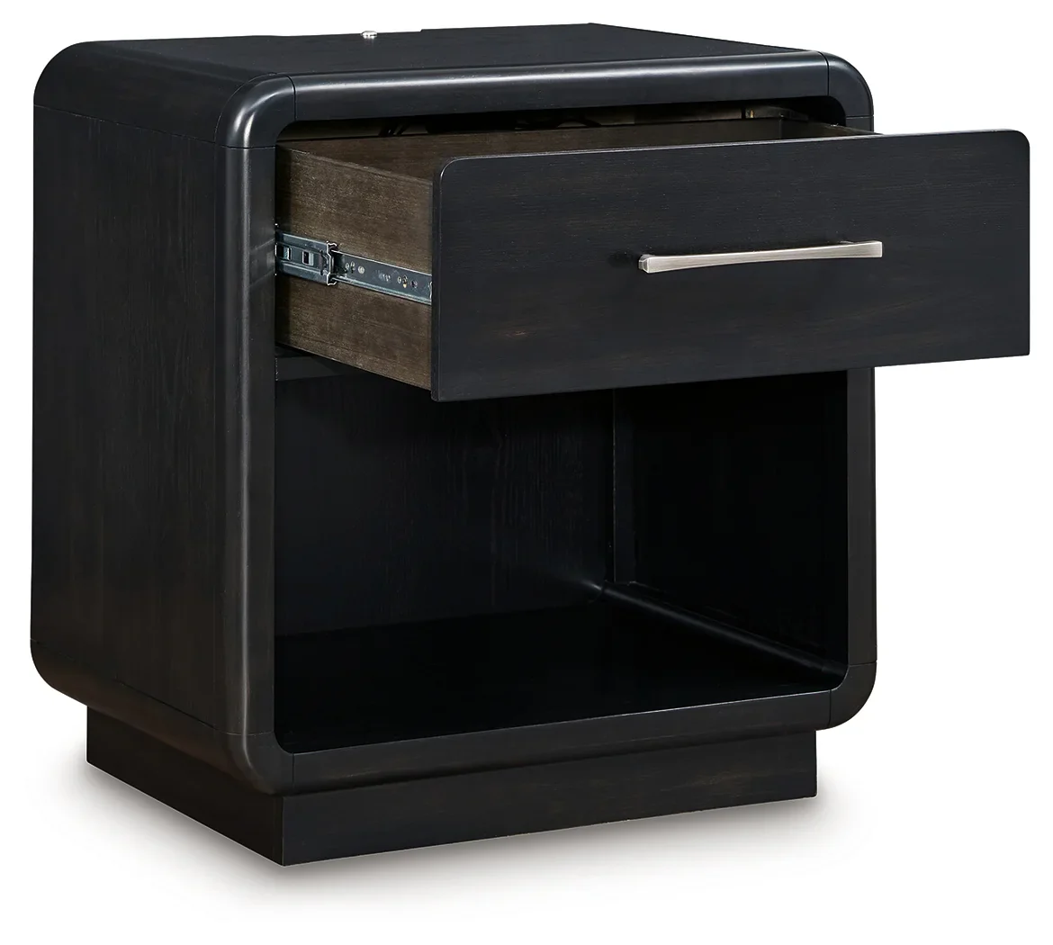 Rowanbeck - Black - One Drawer Night Stand - Image 3