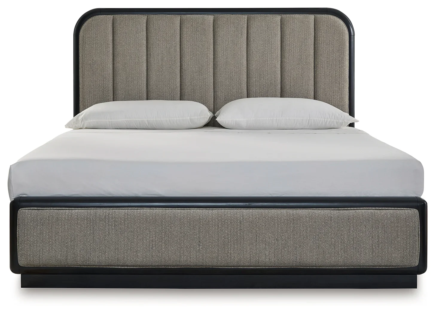 Rowanbeck - Gray / Black - California King Upholstered Panel Bed - Image 4
