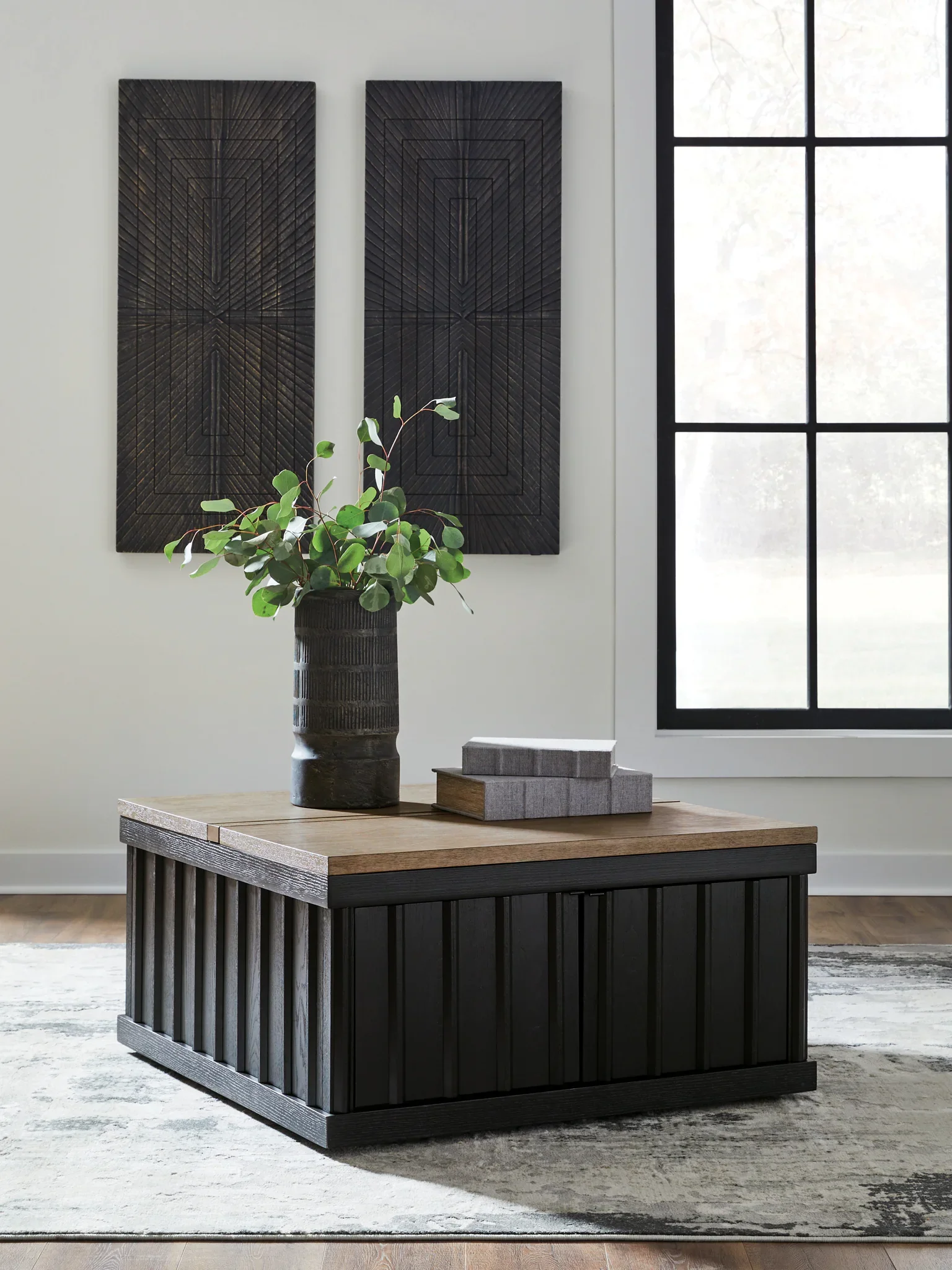 Rylandyn - Lift Top Cocktail Table - Black / Light Brown - Image 2