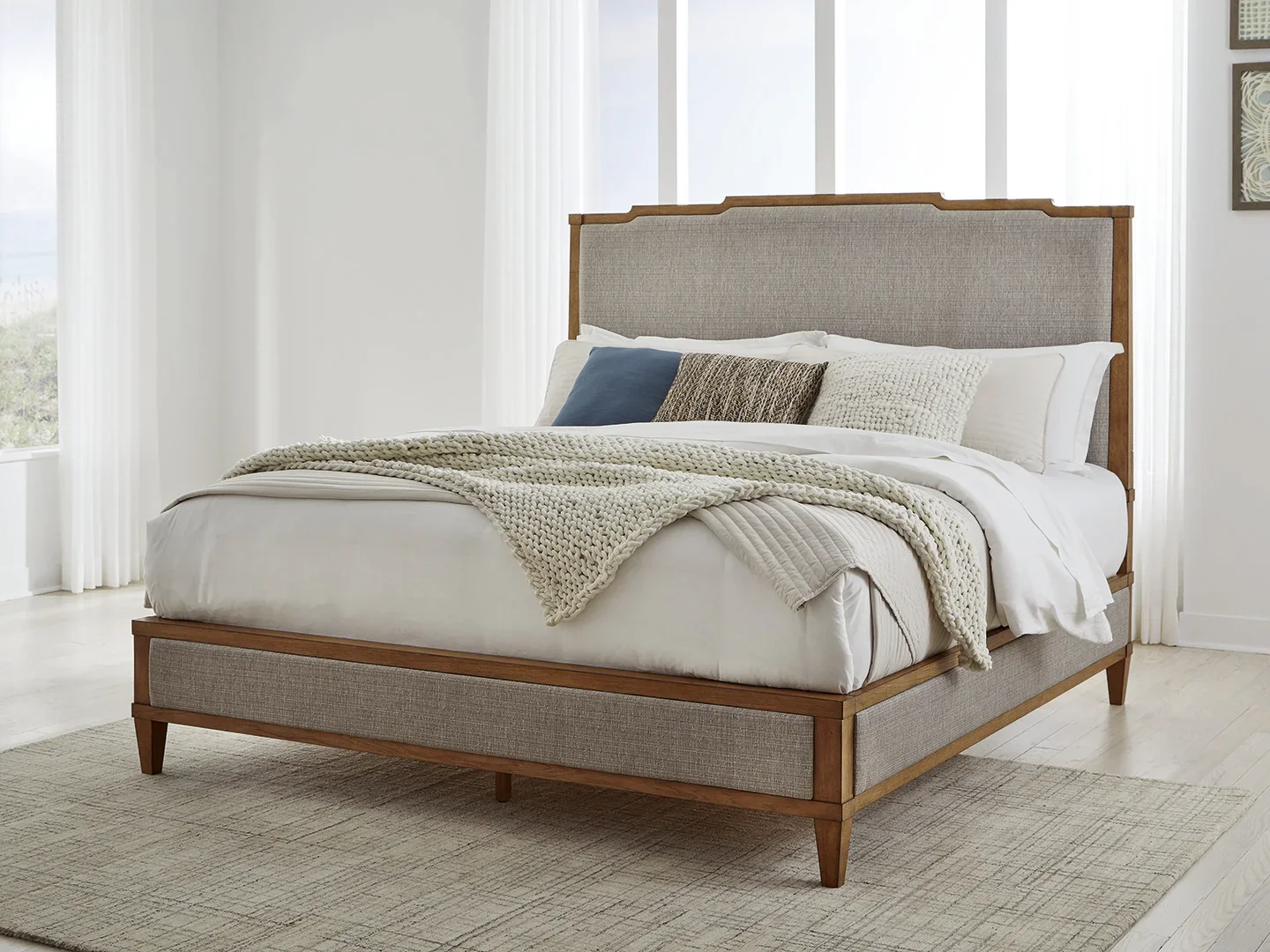 Sharlance - Light Brown - California King Upholstered Panel Bed - Image 2