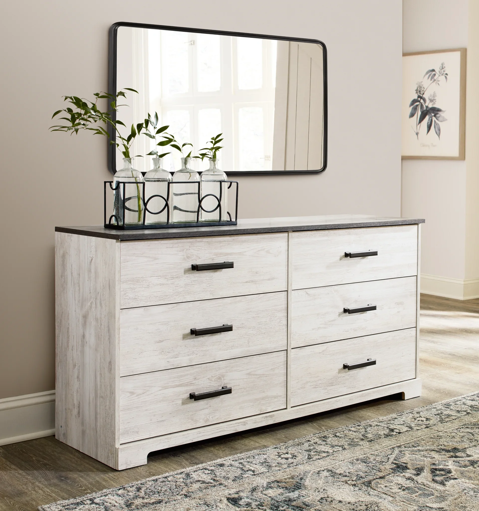 Shawburn - White / Black / Gray - Six Drawer Dresser - Image 8
