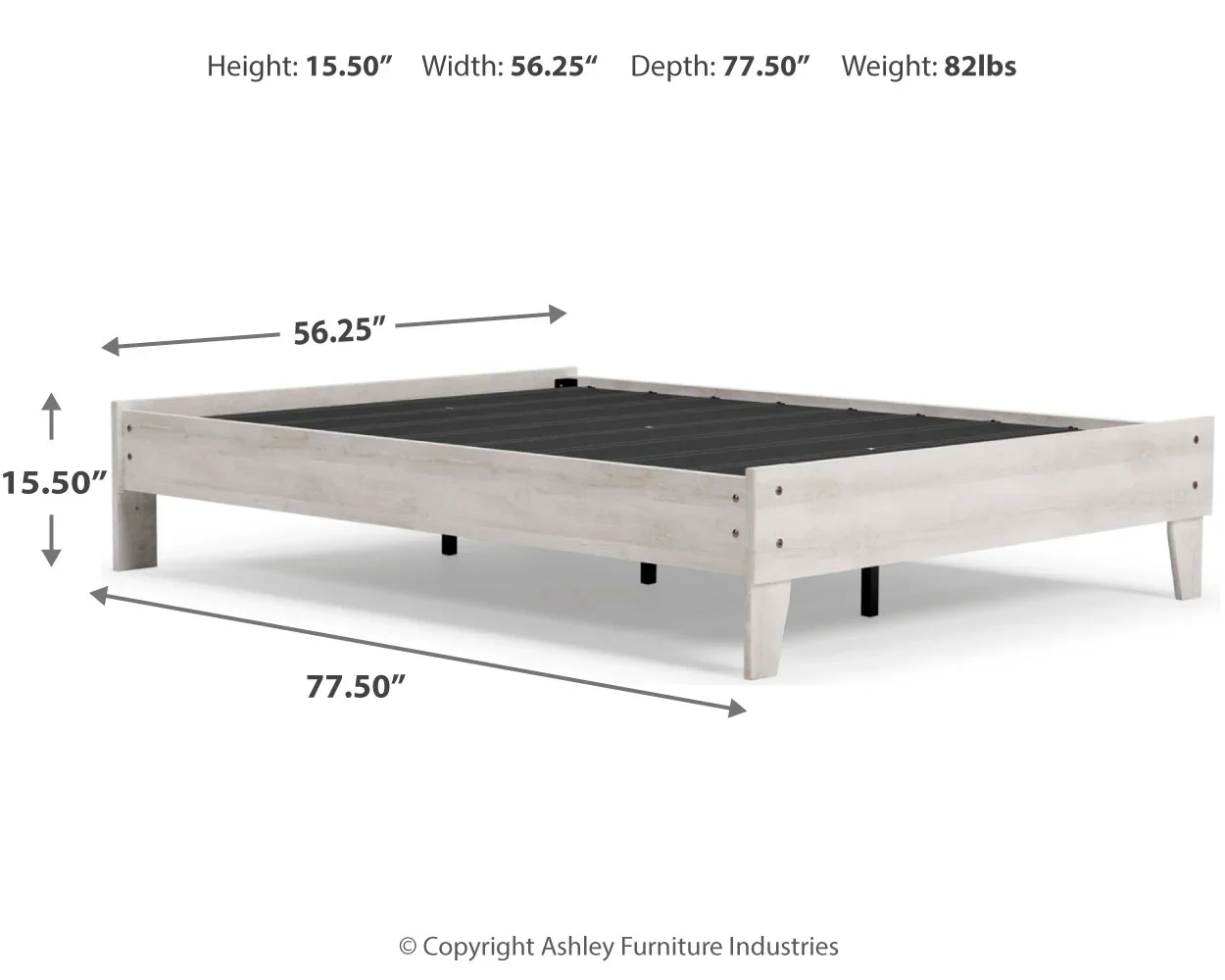 Shawburn - Whitewash - Full Platform Bed - Image 4
