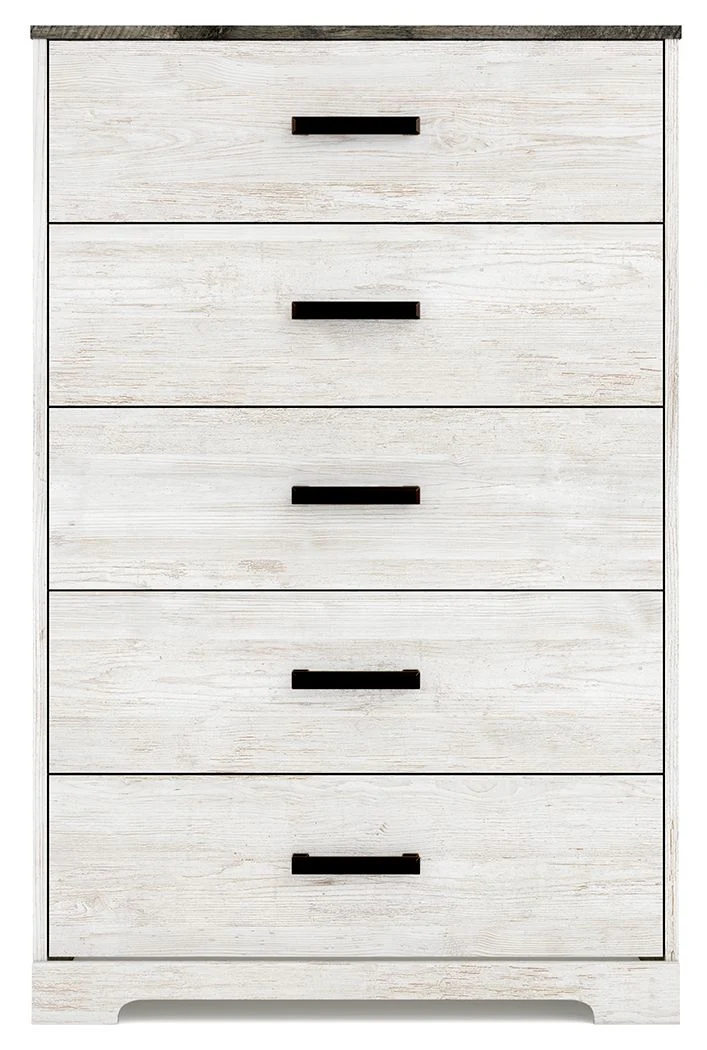 Shawburn - White / Black / Gray - Five Drawer Chest - Vinyl-Wrapped - Image 3