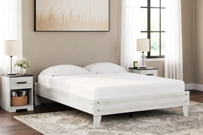Shawburn - Whitewash - Queen Platform Bed - Image 3