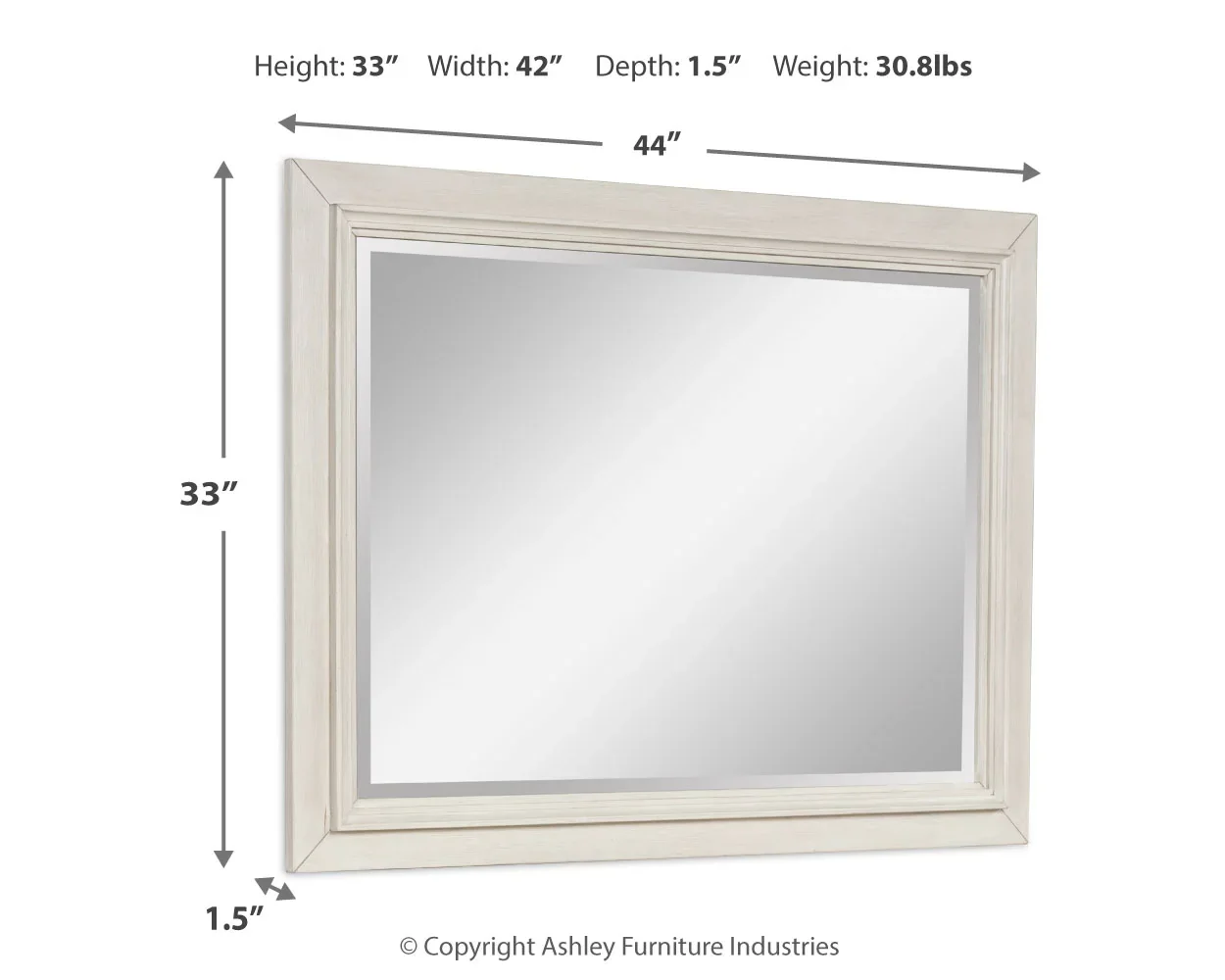 Shaybrock - Antique White / Brown - Bedroom Mirror - Image 3