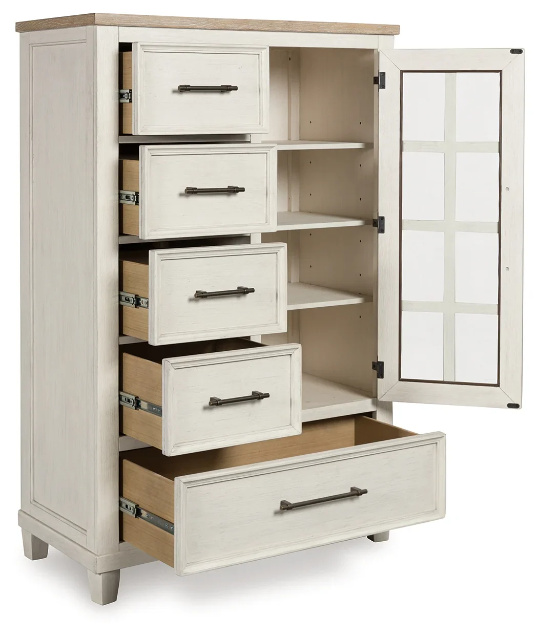 Shaybrock - Antique White / Brown - Door Chest - Image 3