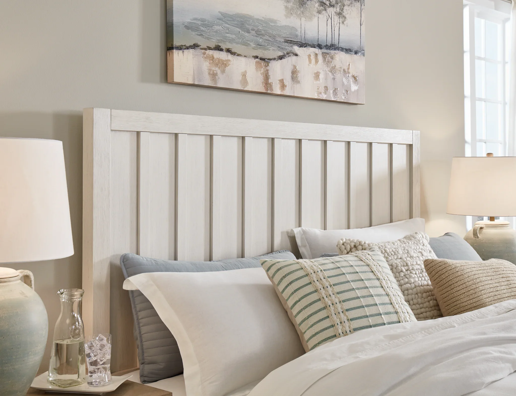 Shaybrock - Antique White - King Panel Bed - Image 4