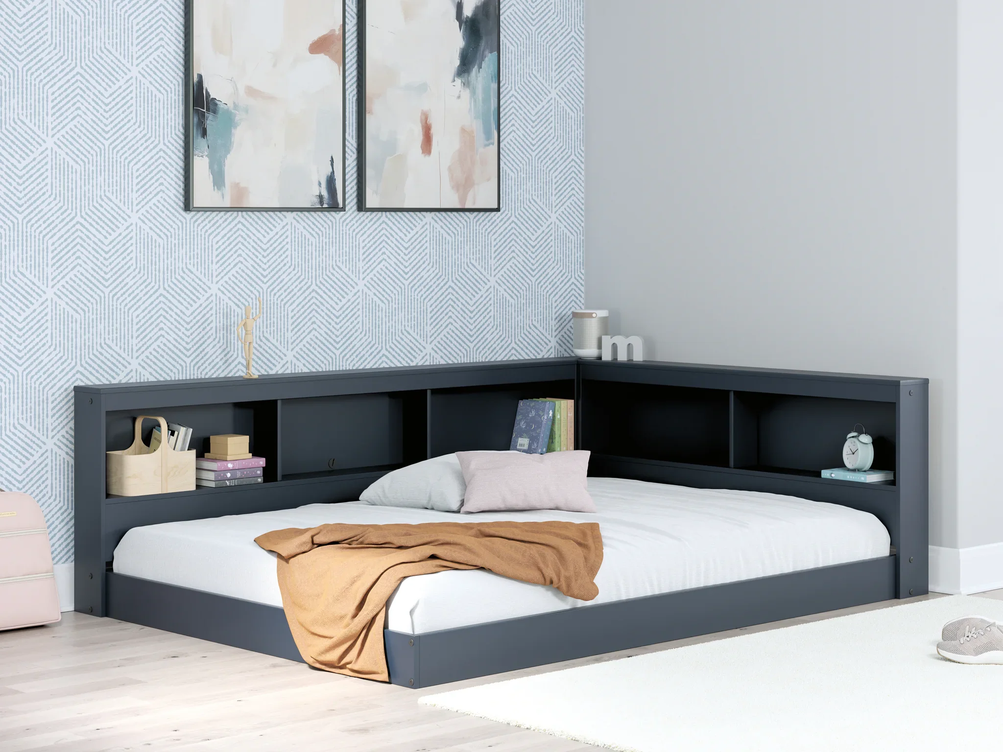 Simmenfort - Navy Blue - Full Bookcase Storage Bed - Image 10