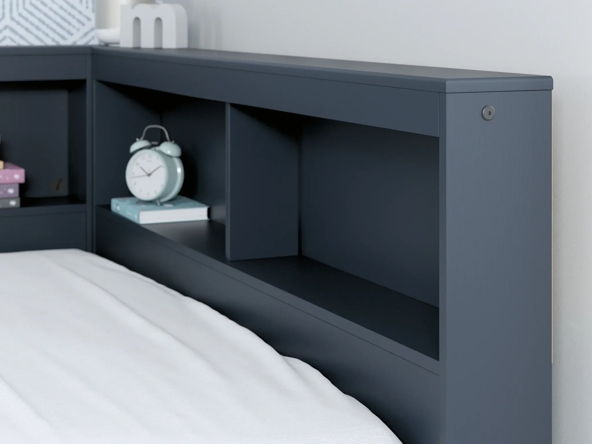Simmenfort - Navy Blue - Full Bookcase Storage Bed - Image 9