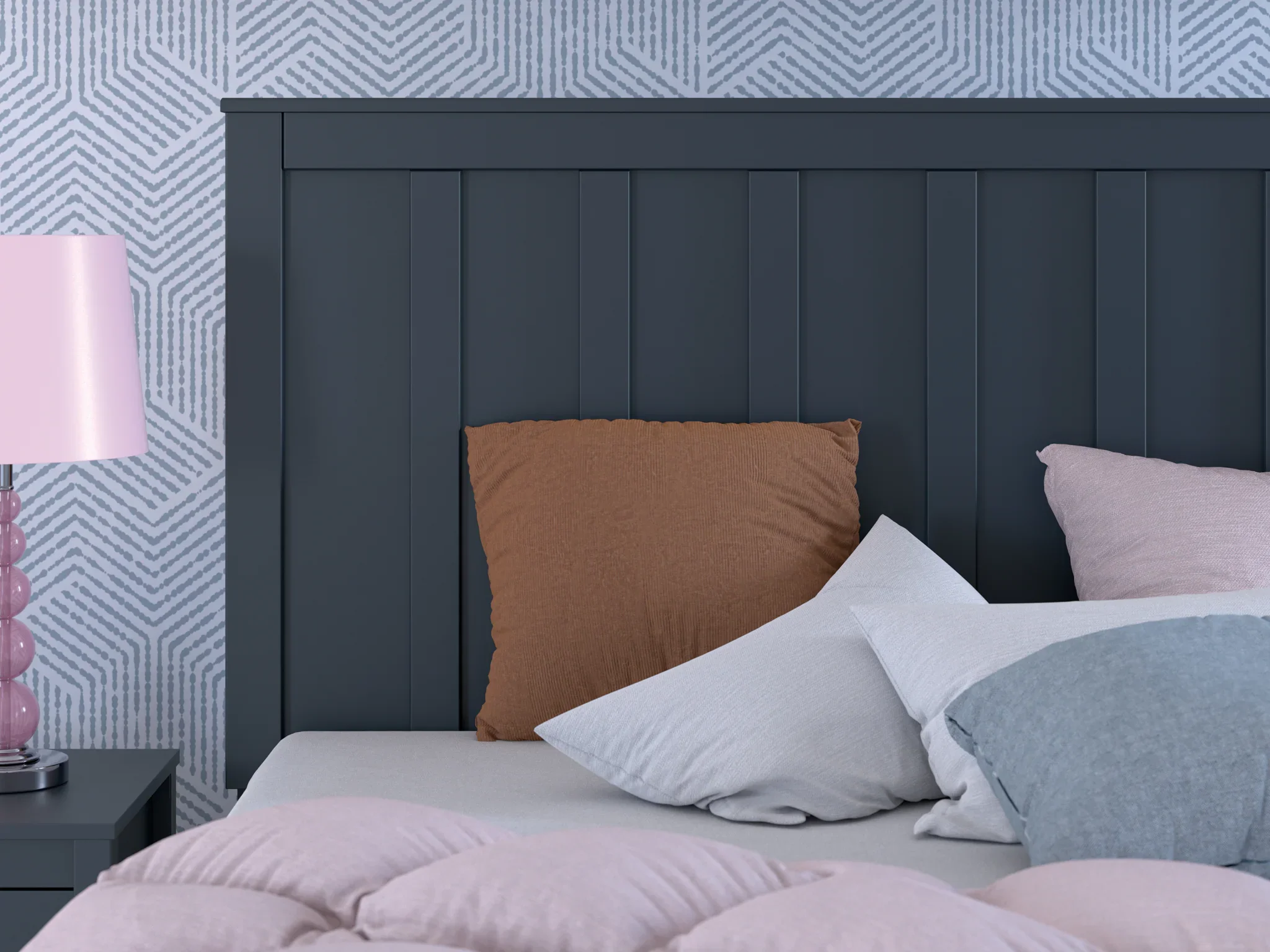 Simmenfort - Navy Blue - Full Platform Bed With Panel Headboard - Image 9