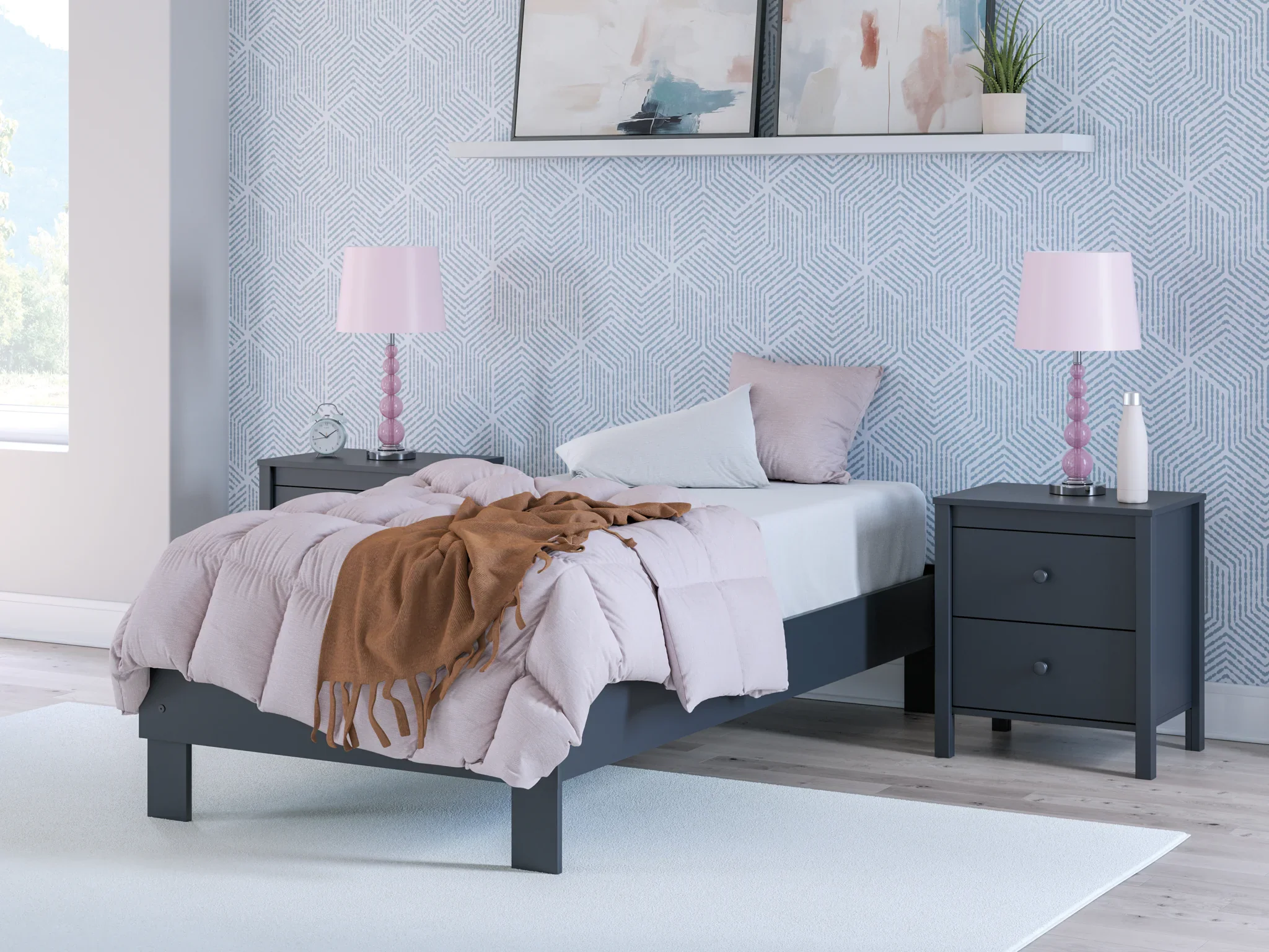 Simmenfort - Navy Blue - Twin Platform Bed - Image 2
