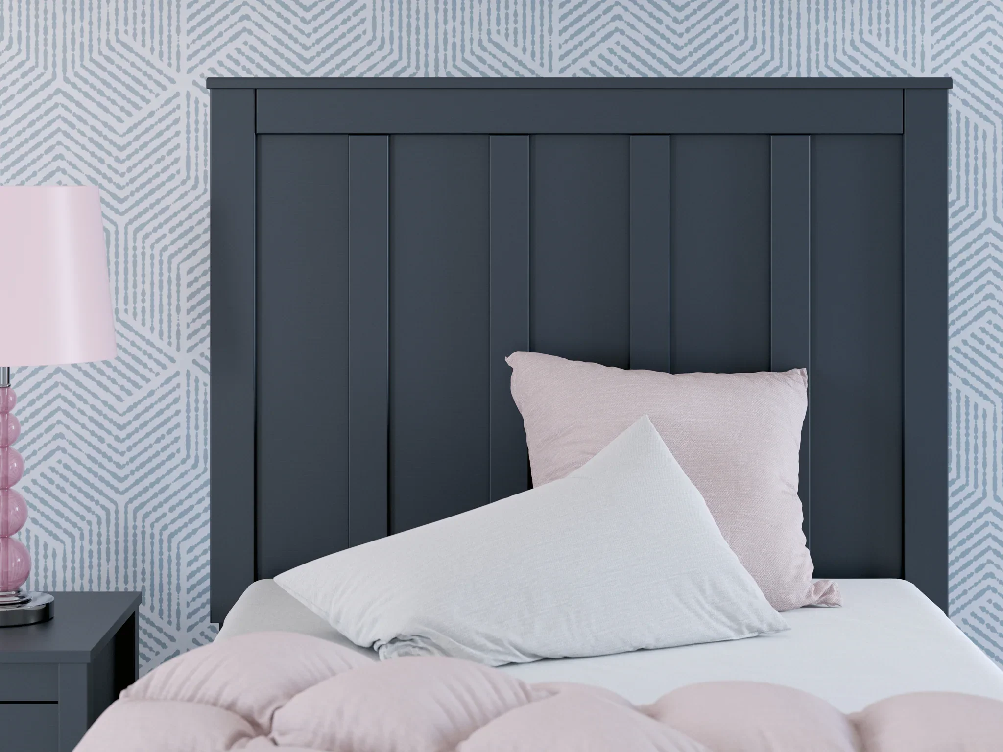 Simmenfort - Navy Blue - Twin Platform Bed With Panel Headboard - Image 9