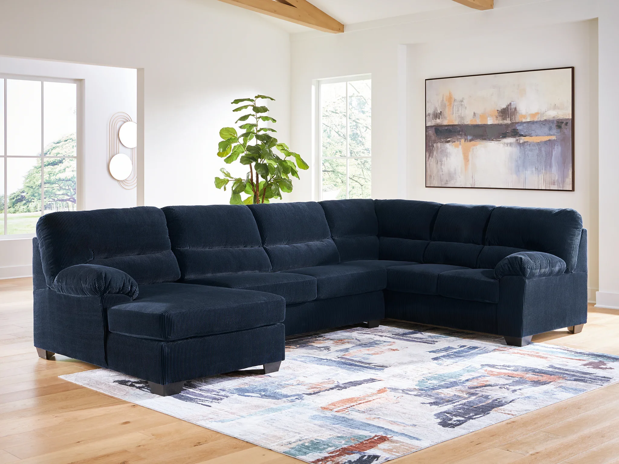 SimpleJoy - 3-Piece Sectional With LAF Corner Chaise - Navy - Image 2