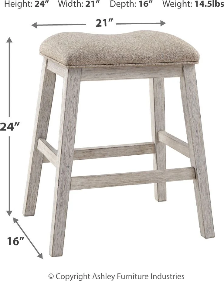 Skempton - White - 5 Pc. - Counter Table, 4 Upholstered Stools - Image 6