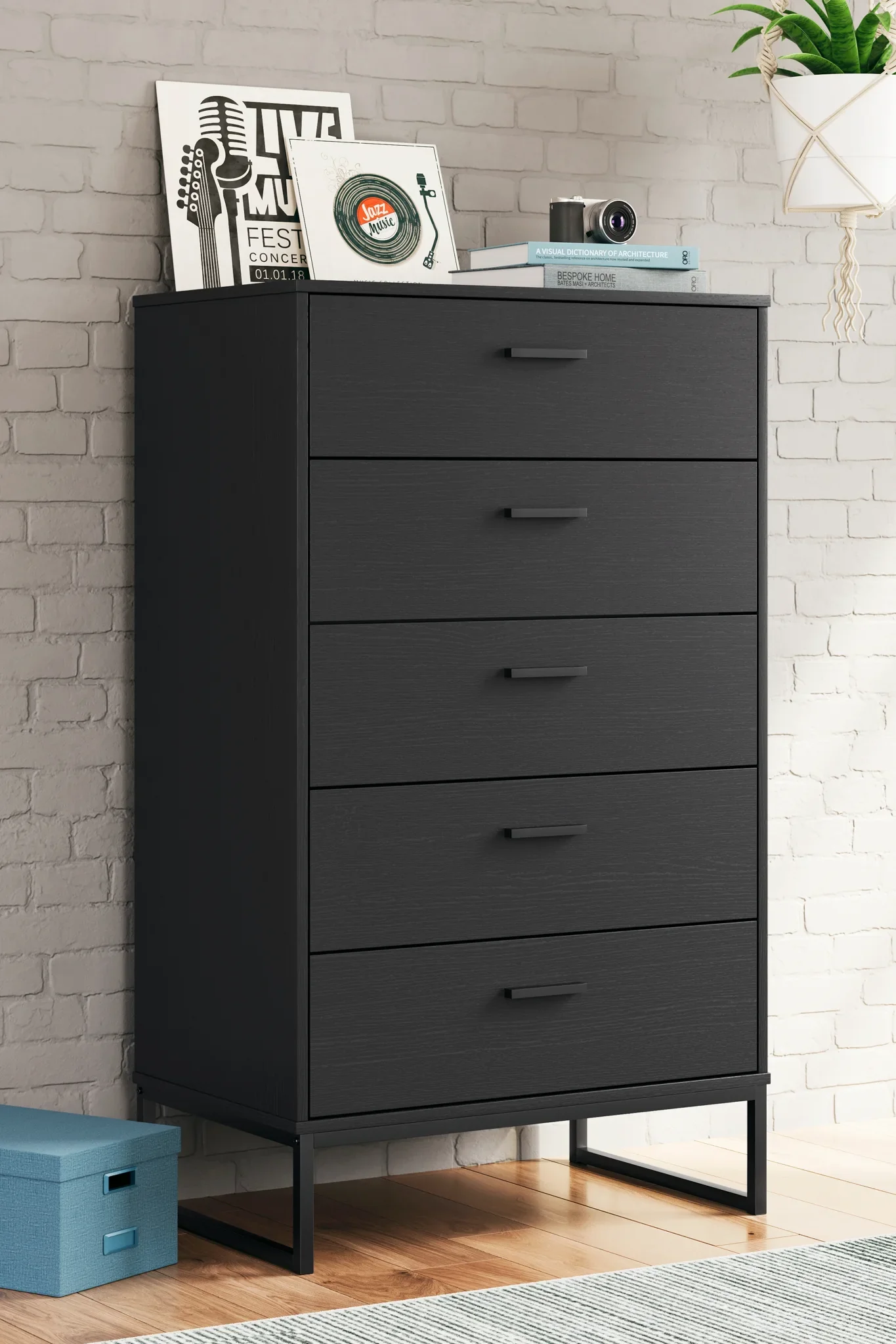 Socalle - Black - Five Drawer Chest - Image 2