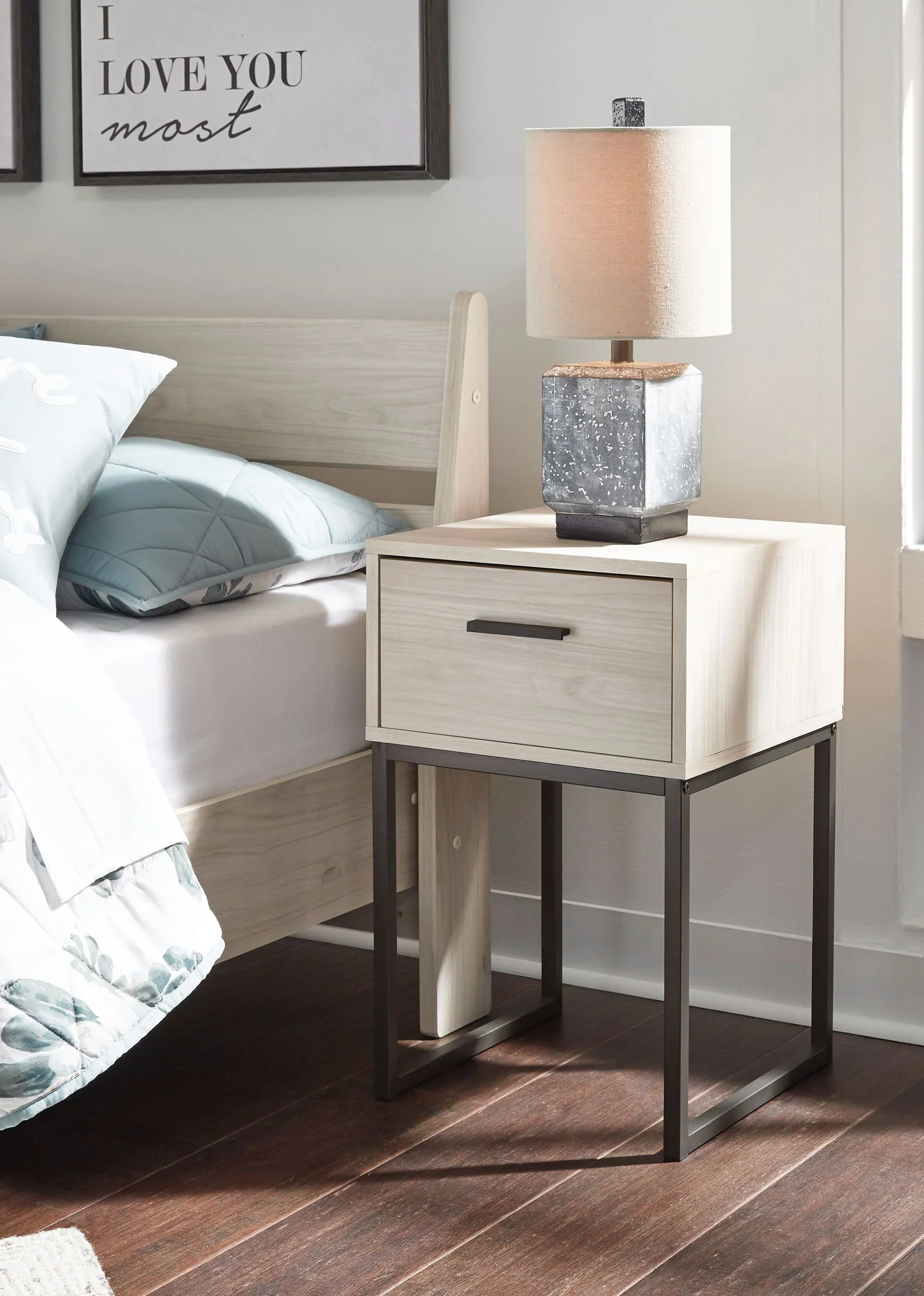 Socalle - Light Natural - One Drawer Night Stand - Vinyl-Wrapped - Image 2