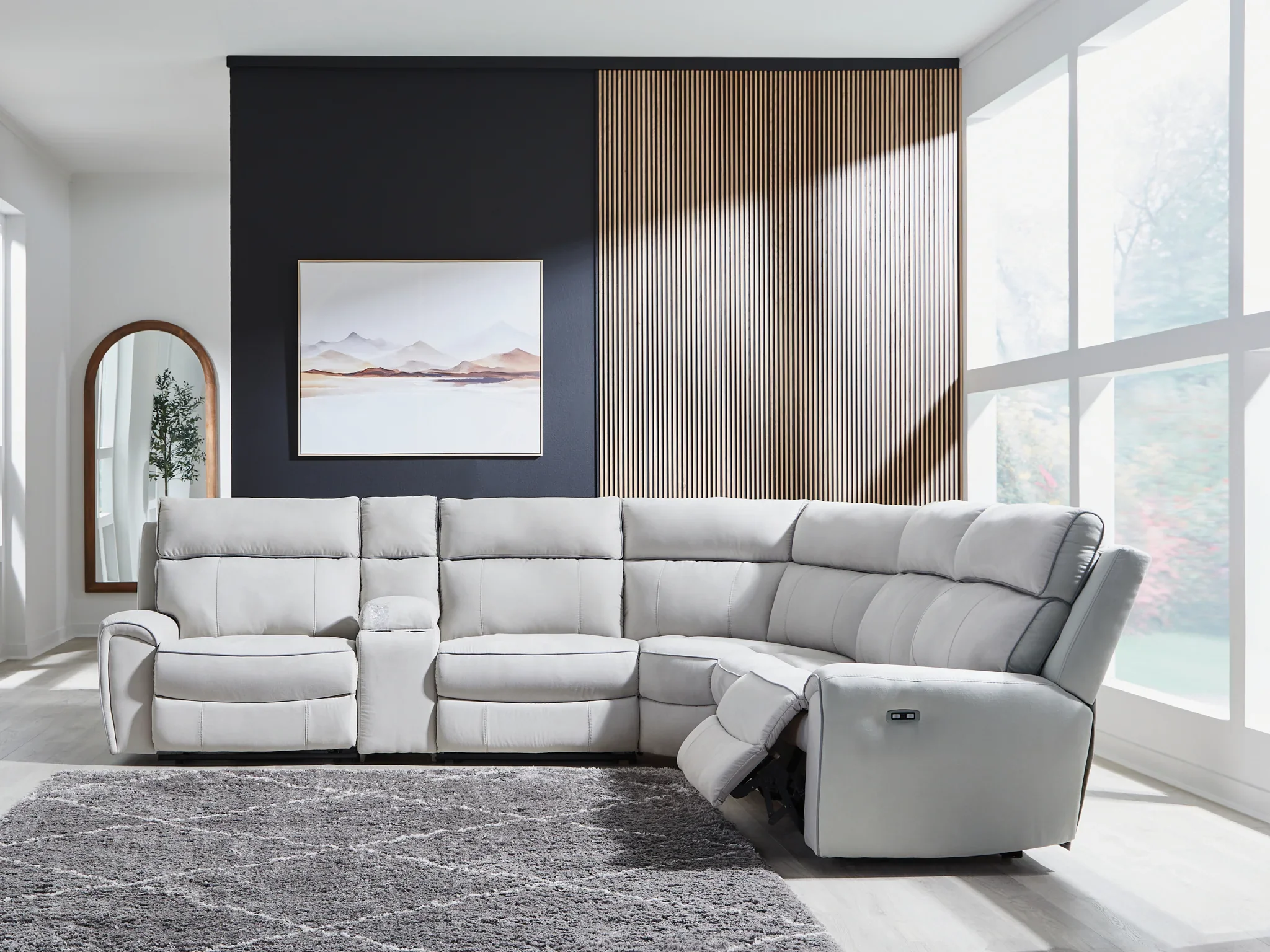 Social Pointe - 6-Piece Power Reclining Sectional - Pearl / Ash - Image 2