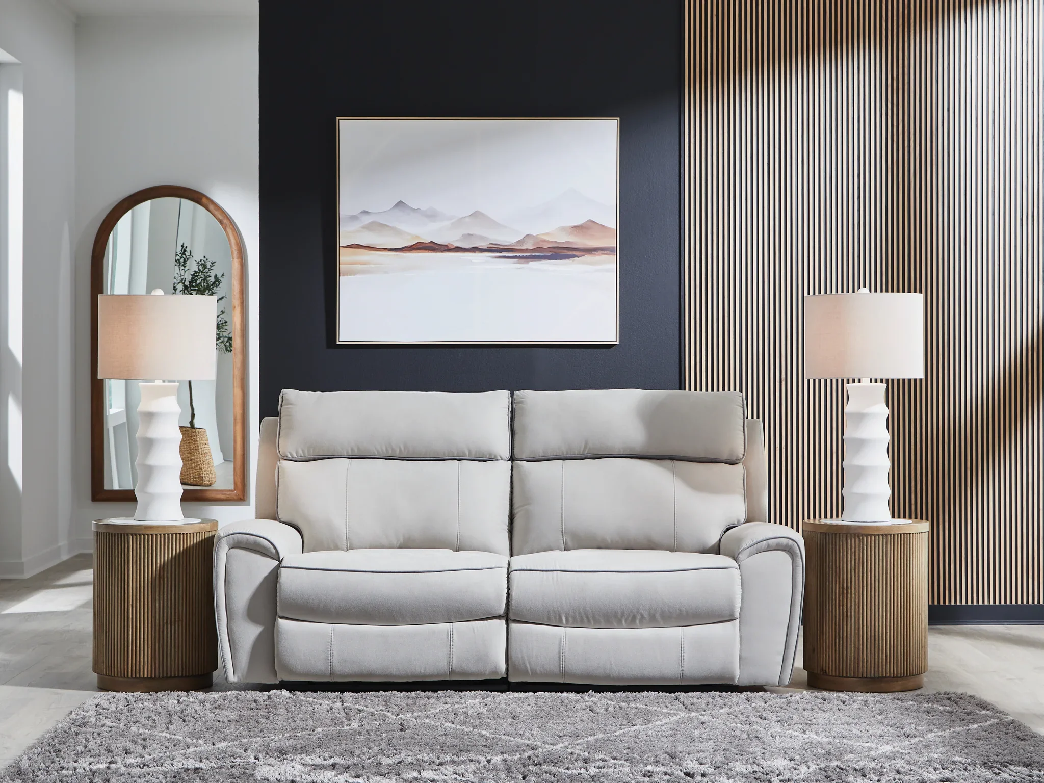 Social Pointe - Pearl / Ash - 2-Piece Reclining Loveseat - Image 2