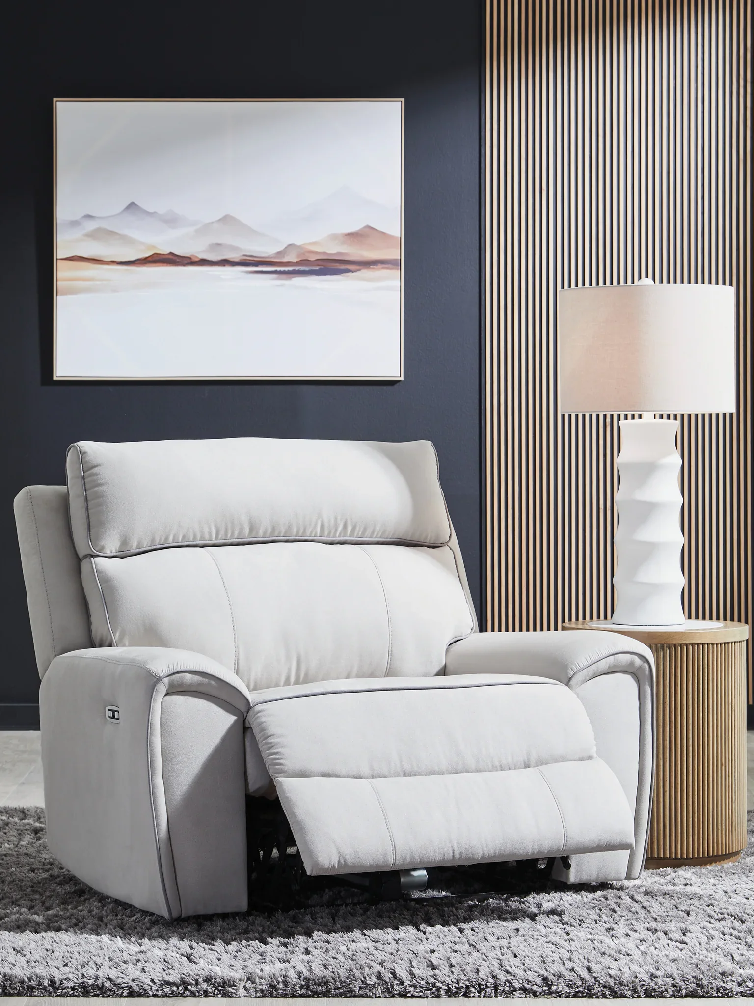 Social Pointe - Pearl / Ash - Power Recliner / Adjustable Headrest - Image 6