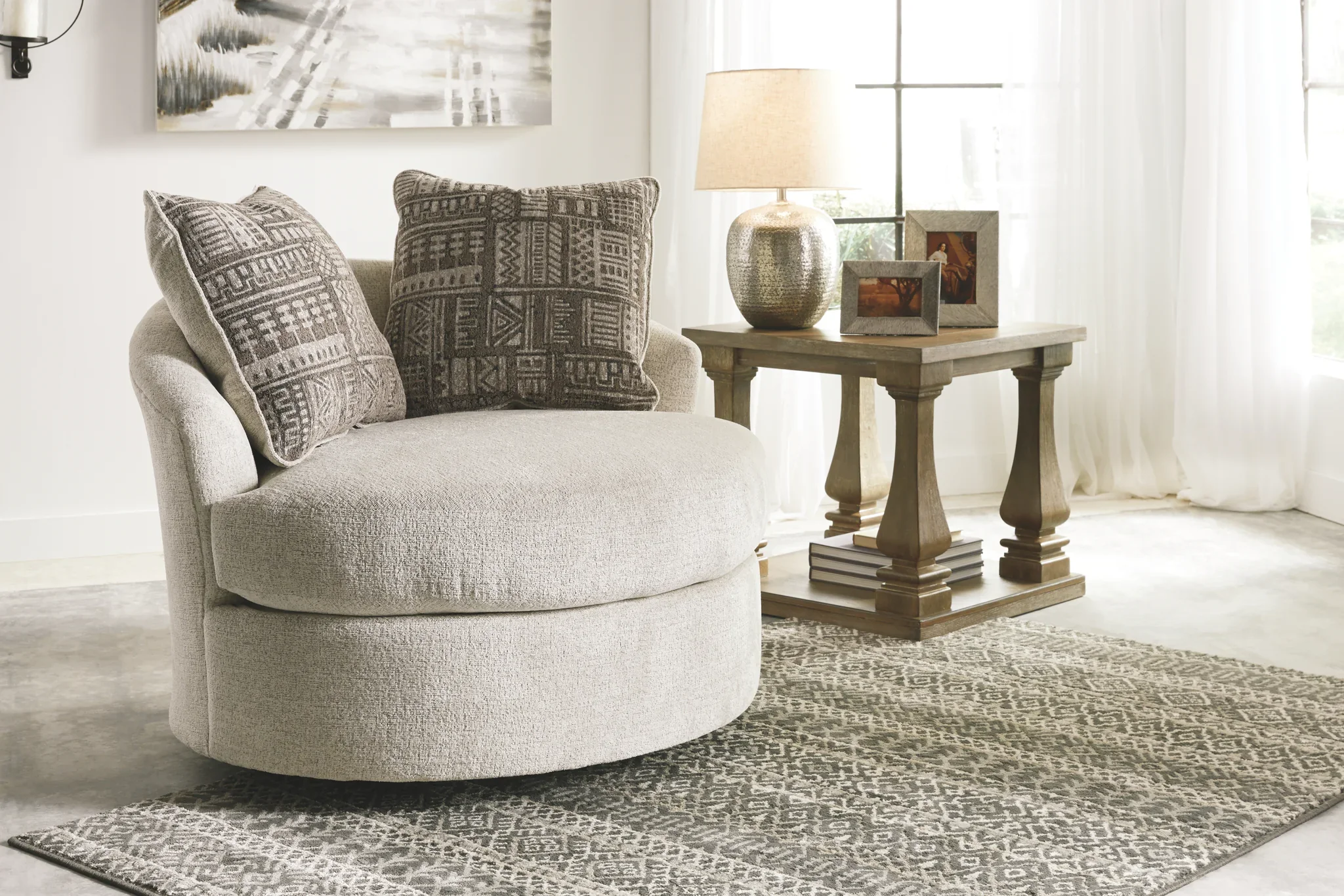Soletren - Stone - 3 Pc. - Sofa, Loveseat, Swivel Accent Chair - Image 2