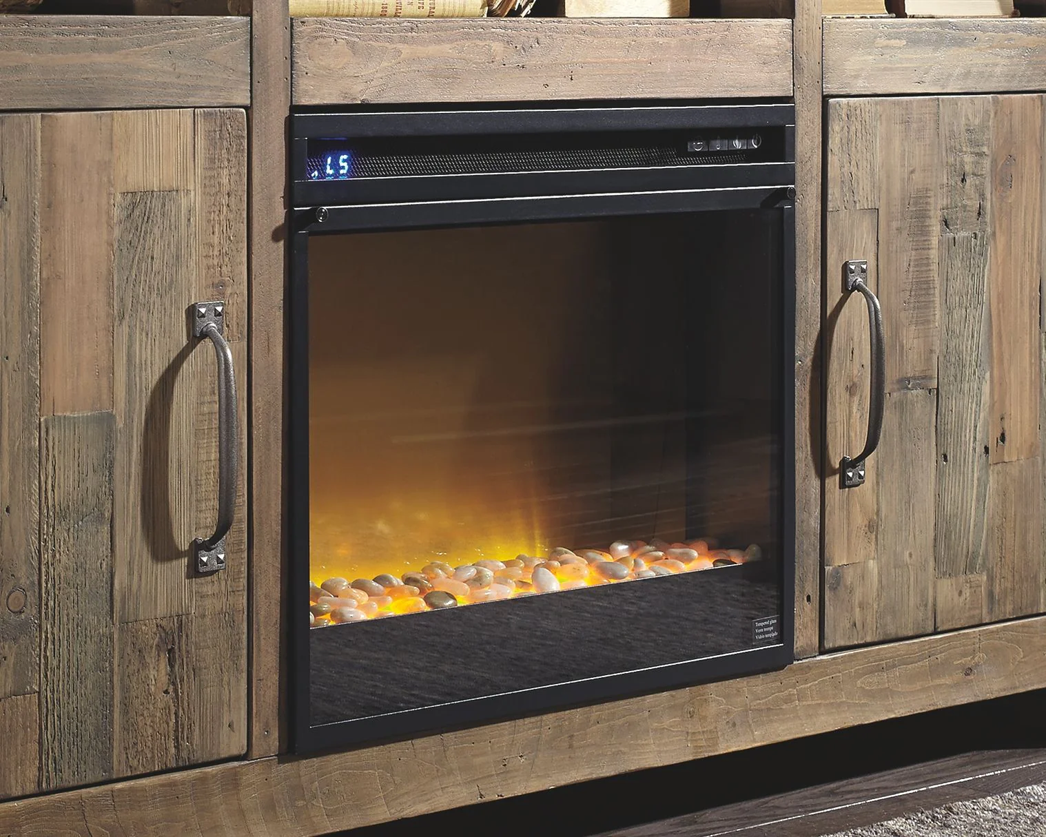 Starmore - Brown - 70" TV Stand With Glass/Stone Fireplace Insert - Image 3