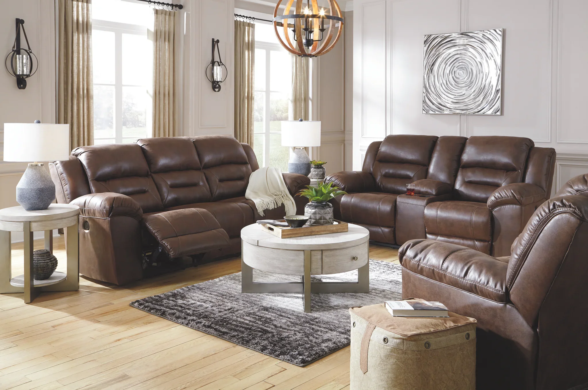 Stoneland - Chocolate - 3 Pc. - Reclining Sofa, Loveseat, Rocker Recliner