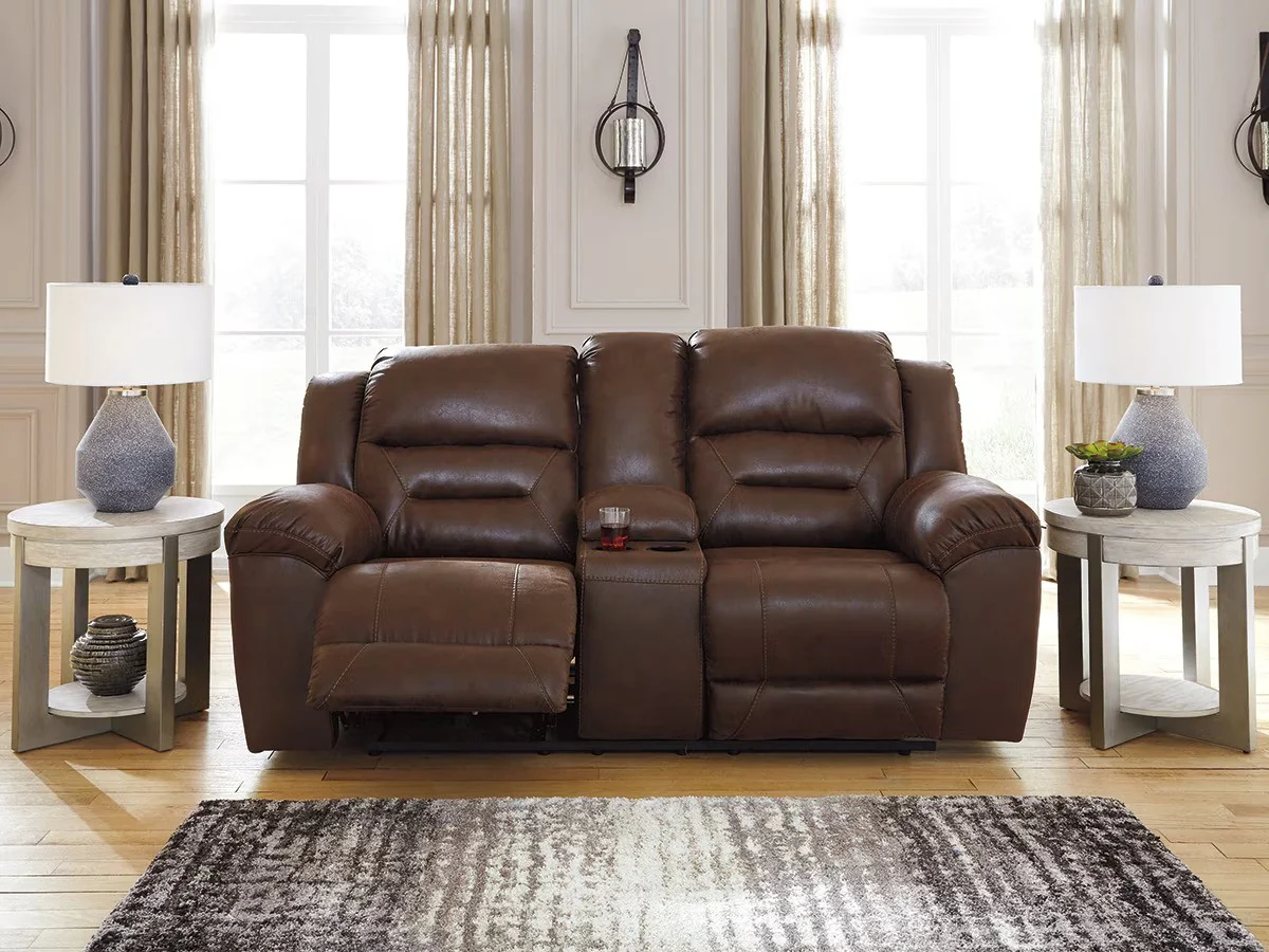 Stoneland - Chocolate - Dbl Rec Loveseat W/Console - Image 4