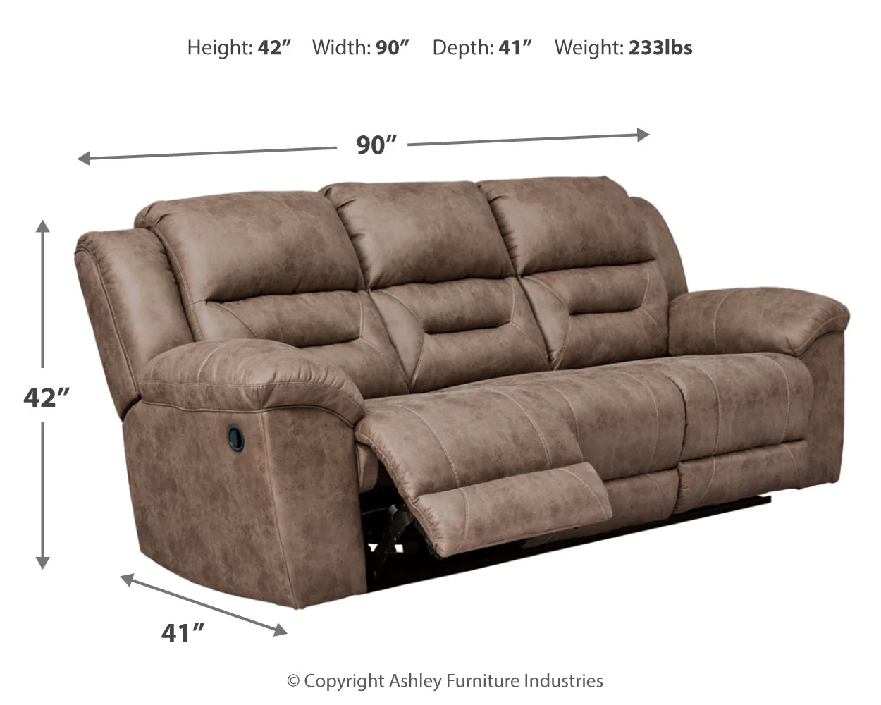 Stoneland - Light Brown - Reclining Sofa - Image 2