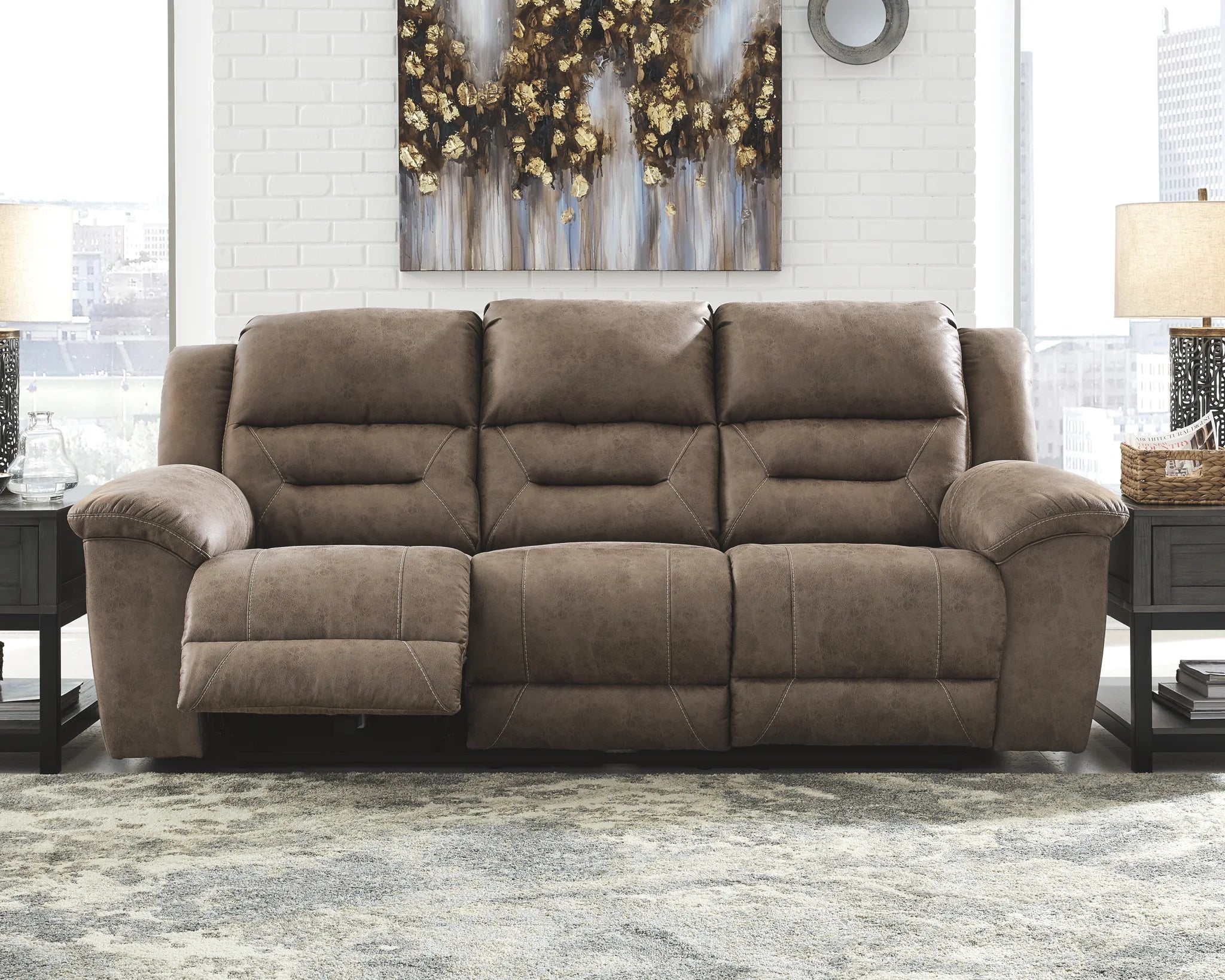 Stoneland - Light Brown - Reclining Sofa - Image 3