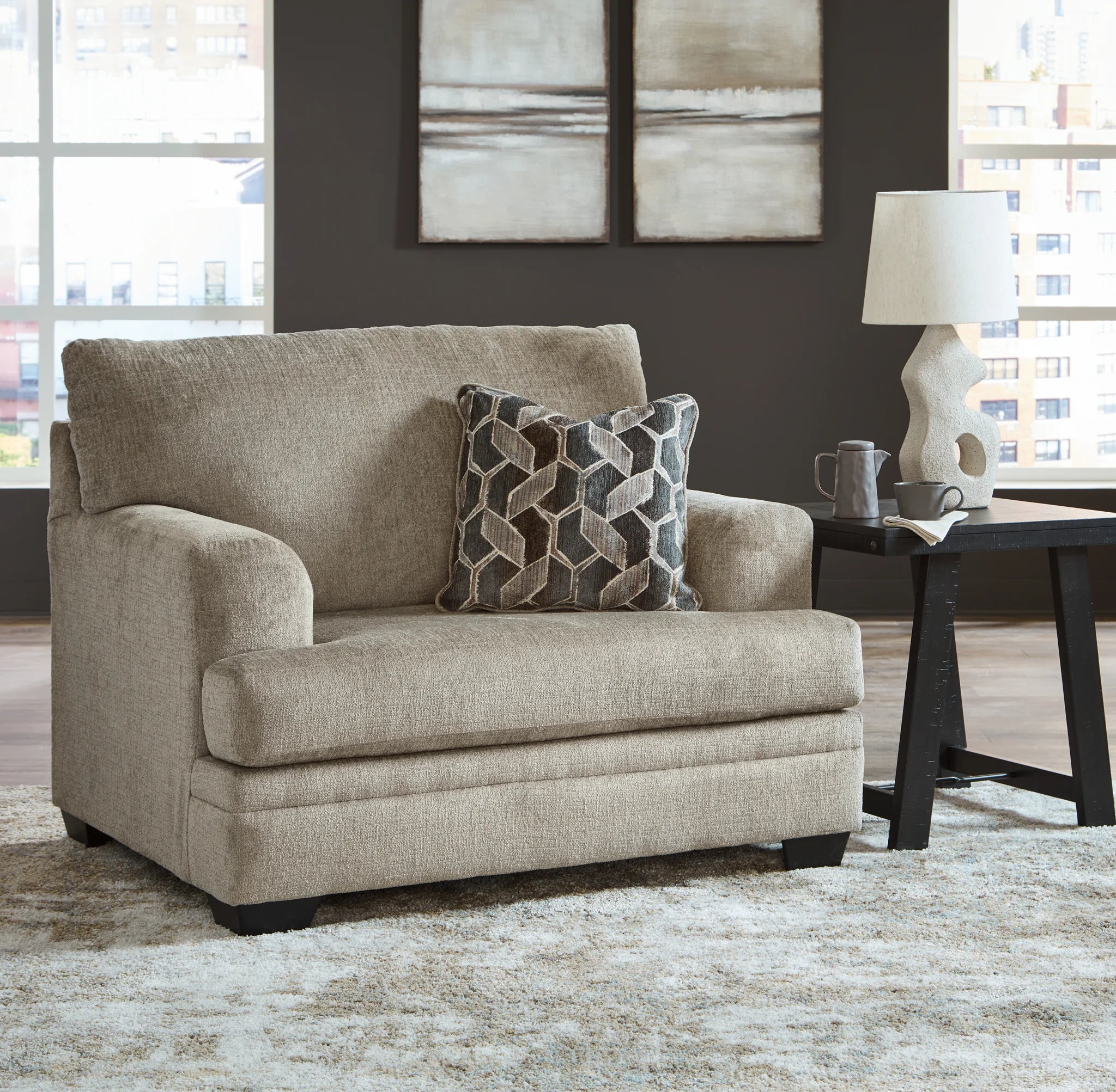 Stonemeade - 3 Pc. - Sofa Chaise, Chair And A Half, Ottoman - Taupe - Image 7