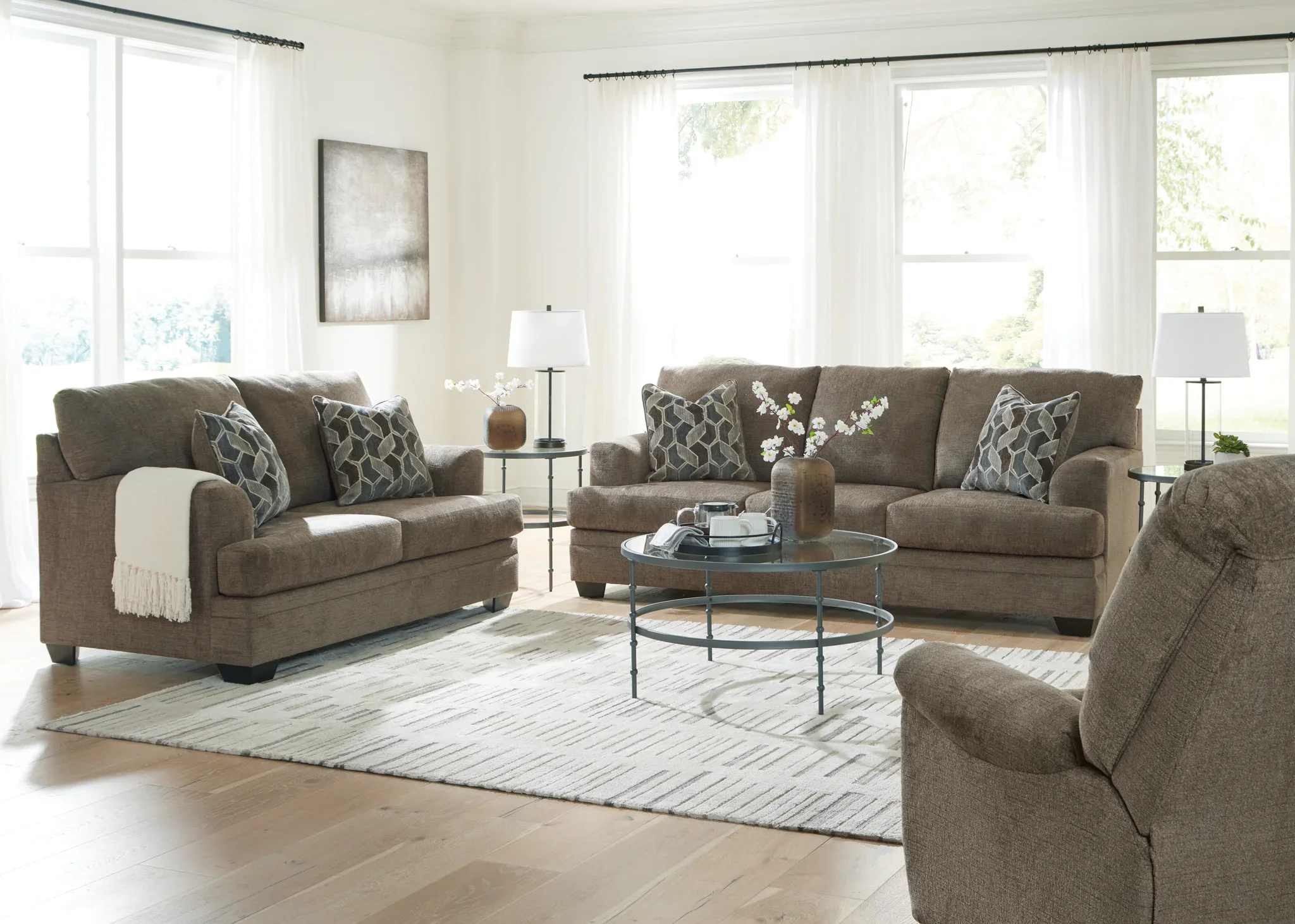 Stonemeade - 3 Pc. - Sofa, Loveseat, Rocker Recliner - Nutmeg