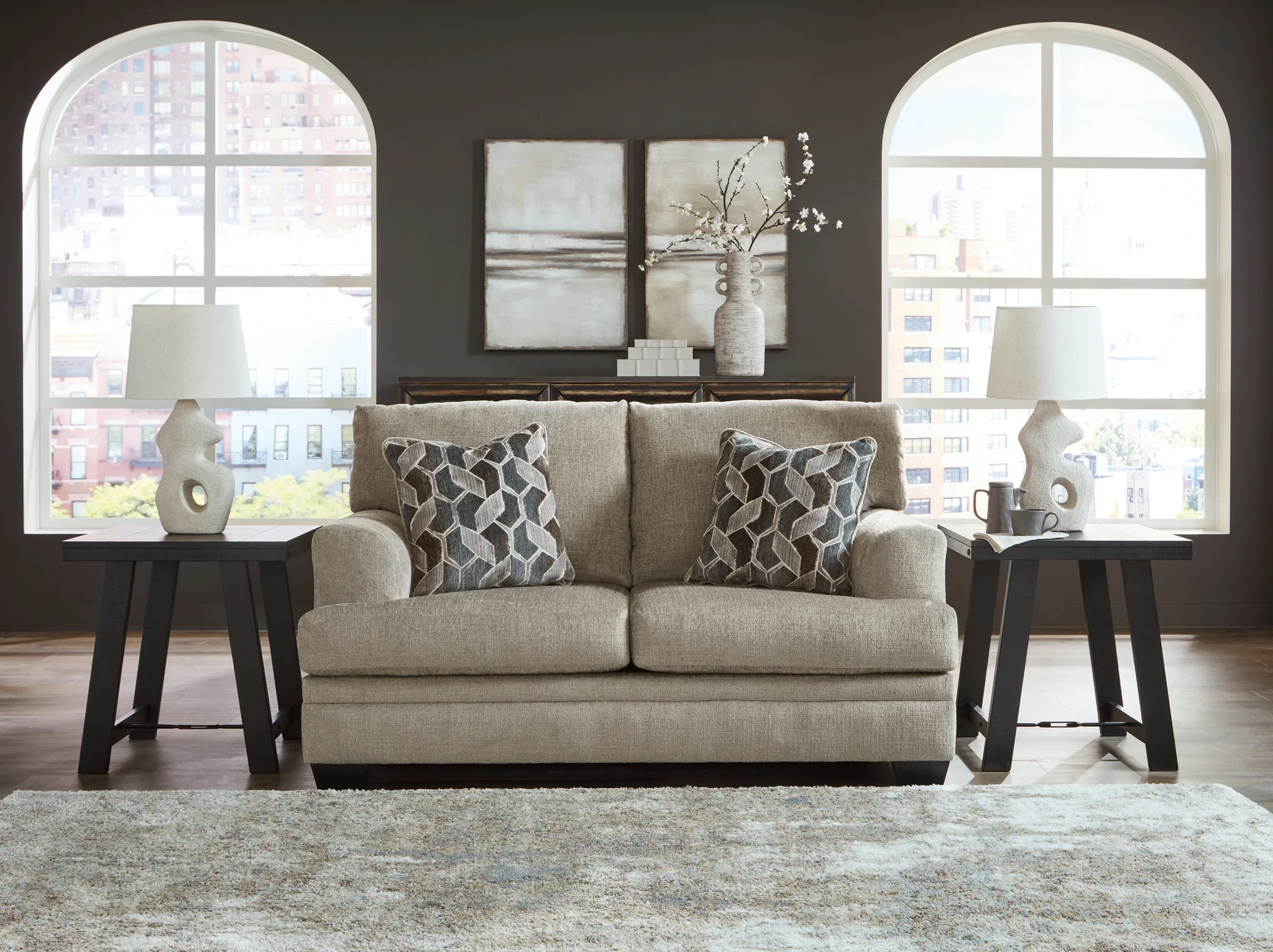 Stonemeade - 3 Pc. - Sofa, Loveseat, Rocker Recliner - Taupe - Image 4