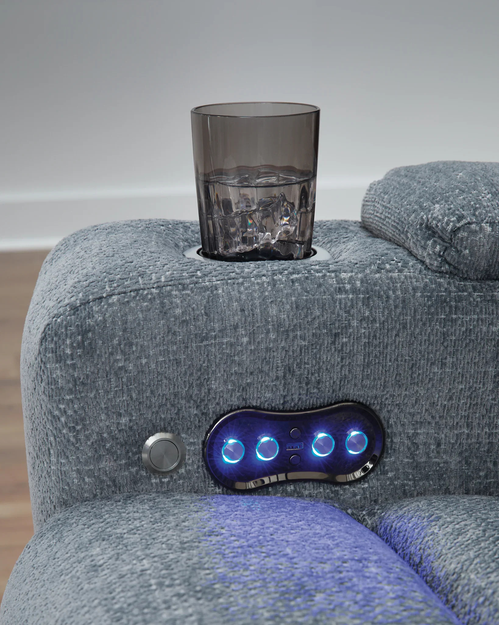 Studio Cave - Steel - Power Reclining Loveseat with Console - Image 13