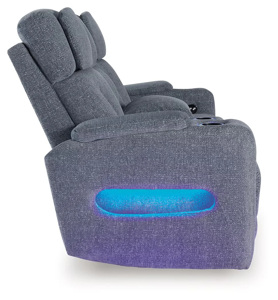 Studio Cave - Steel - Power Reclining Loveseat with Console - Image 5