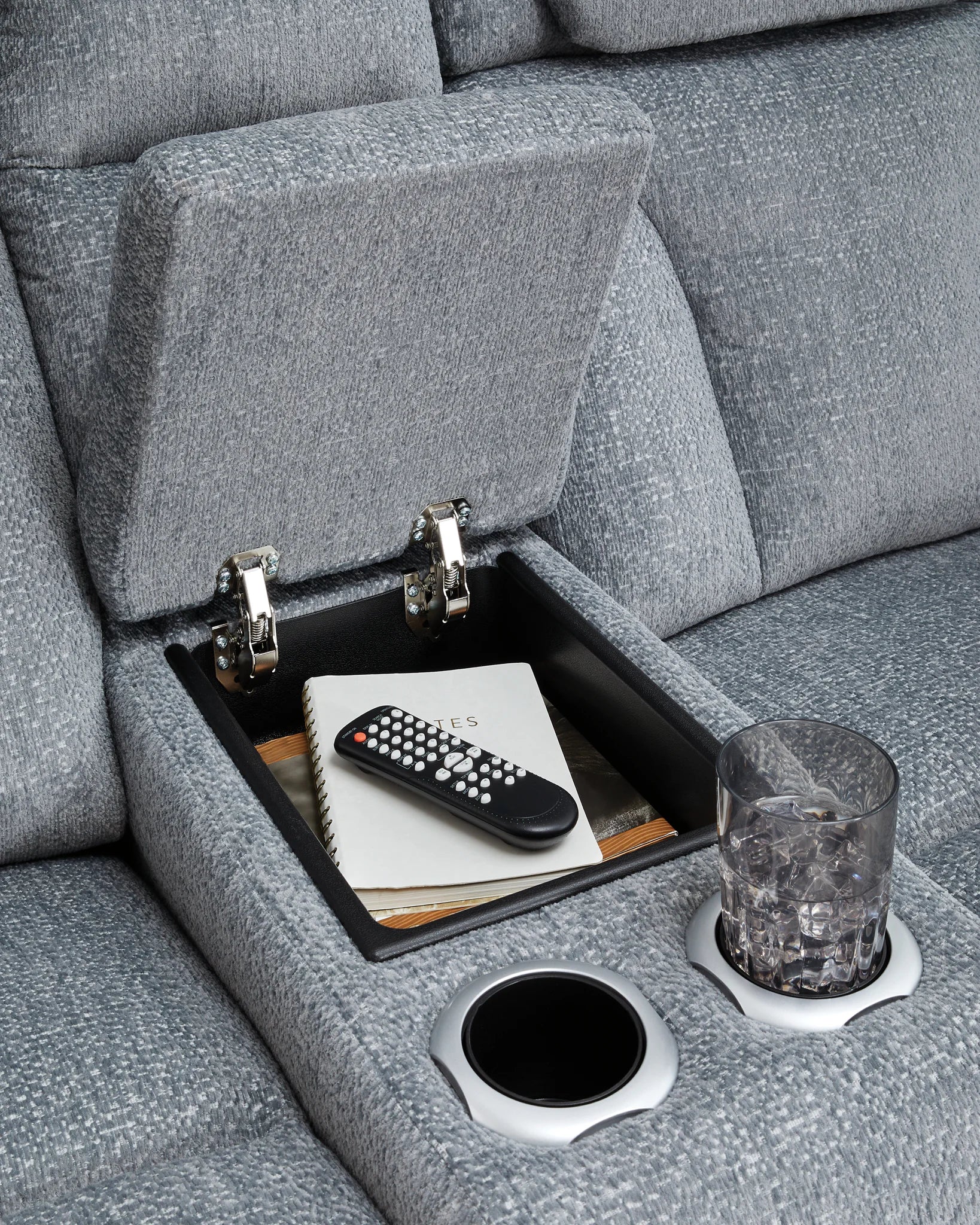 Studio Cave - Steel - Power Reclining Loveseat with Console - Image 8