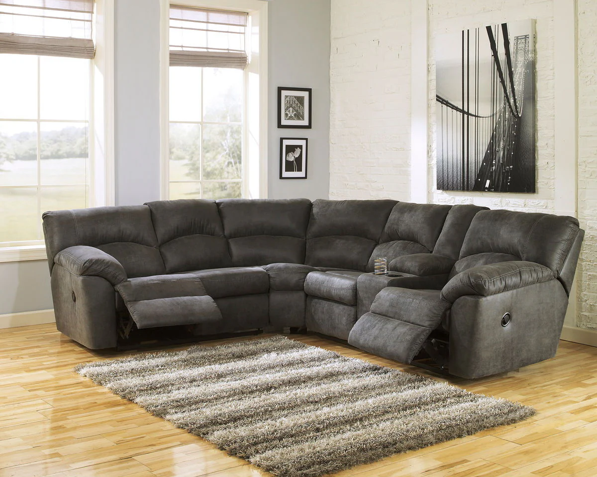 Tambo - Pewter - Right Arm Facing Loveseat With Console 2 Pc Sectional - Image 2
