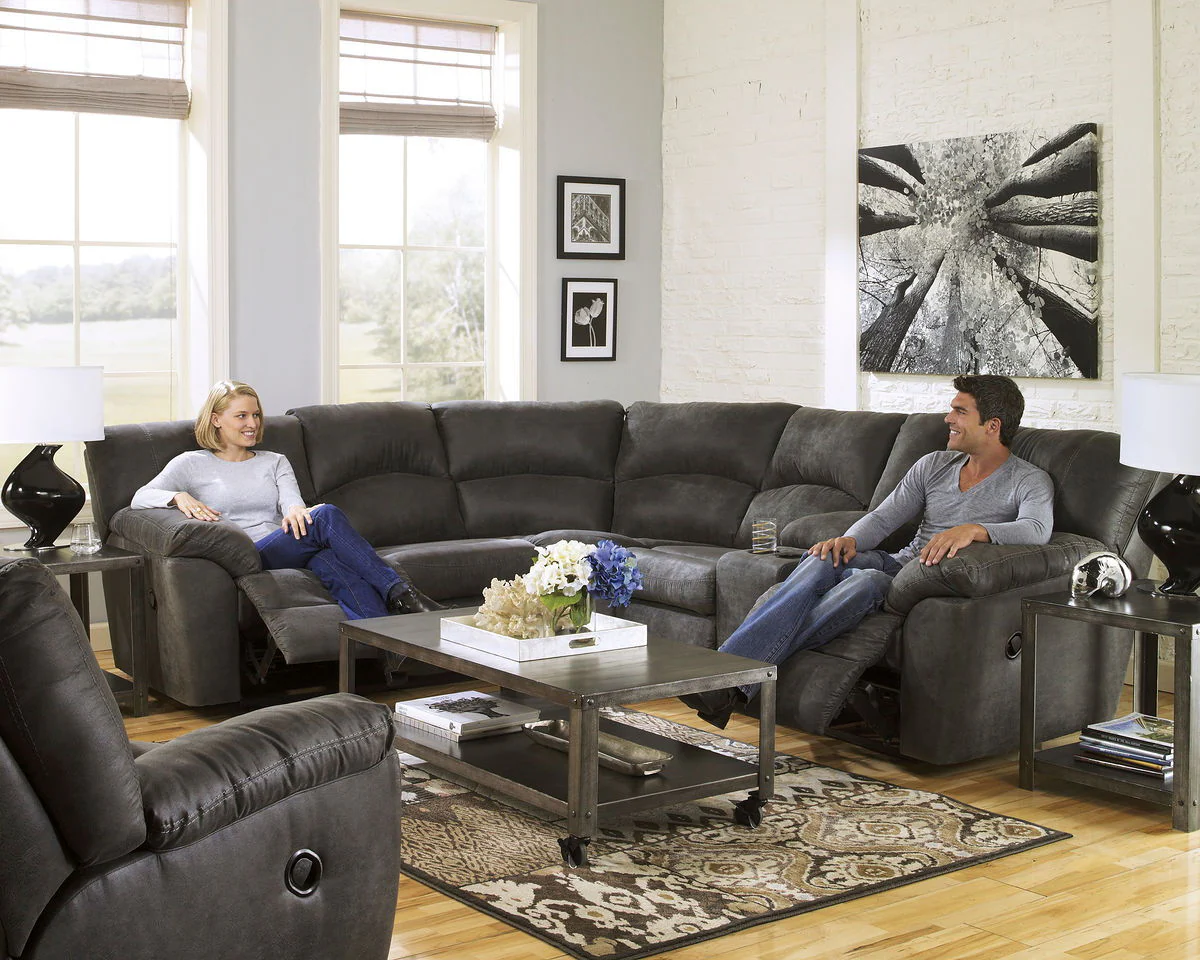 Tambo - Pewter - Right Arm Facing Loveseat With Console 2 Pc Sectional - Image 3