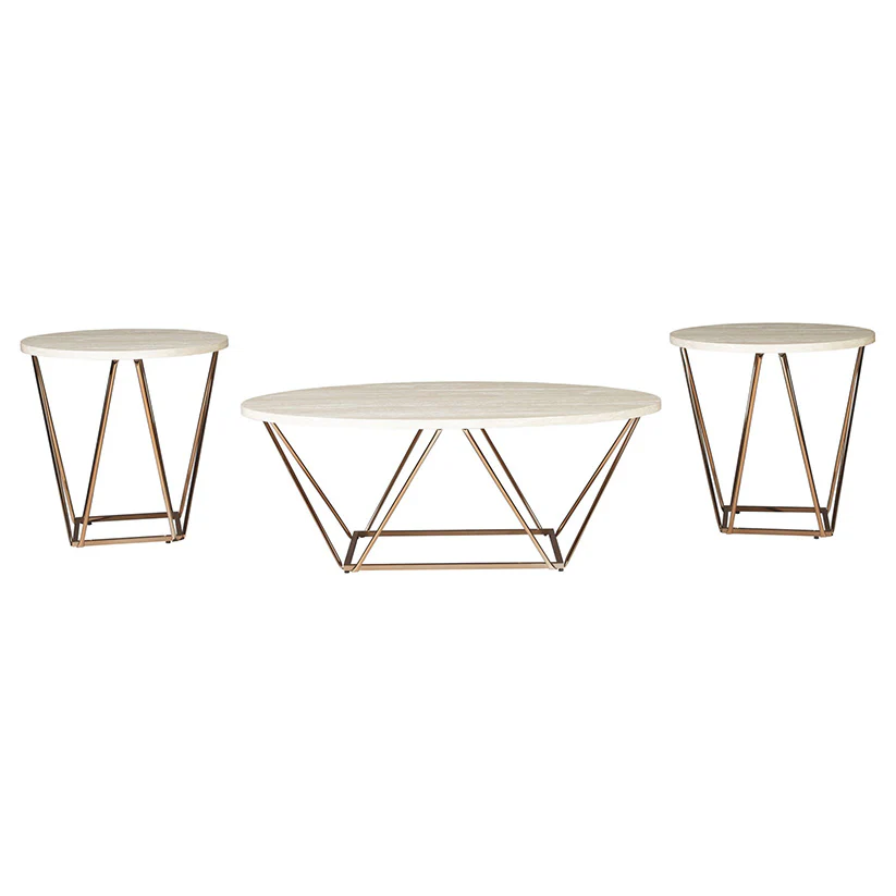 Tarica - White / Metallic - Occasional Table Set (Set of 3)