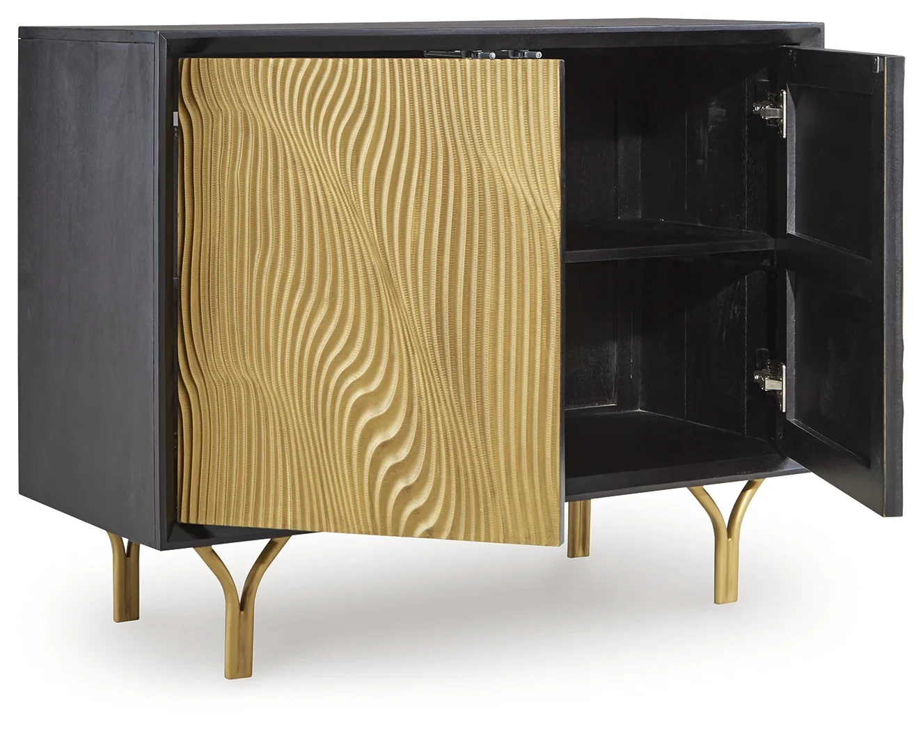 Tayner - Black / Gold Finish - Accent Cabinet - Image 3