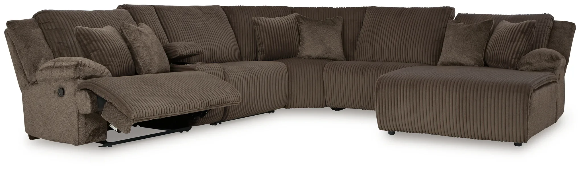 Top Tier - Chocolate - 6-Piece Reclining Sectional With Raf Press Back Chaise - Image 3