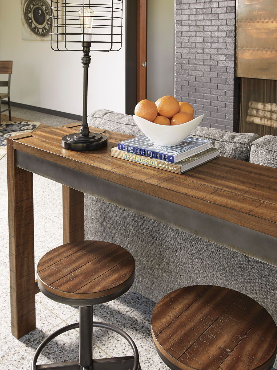 Torjin - Dark Brown - 3 Pc. - Long Counter Table, 2 Stools - Image 3