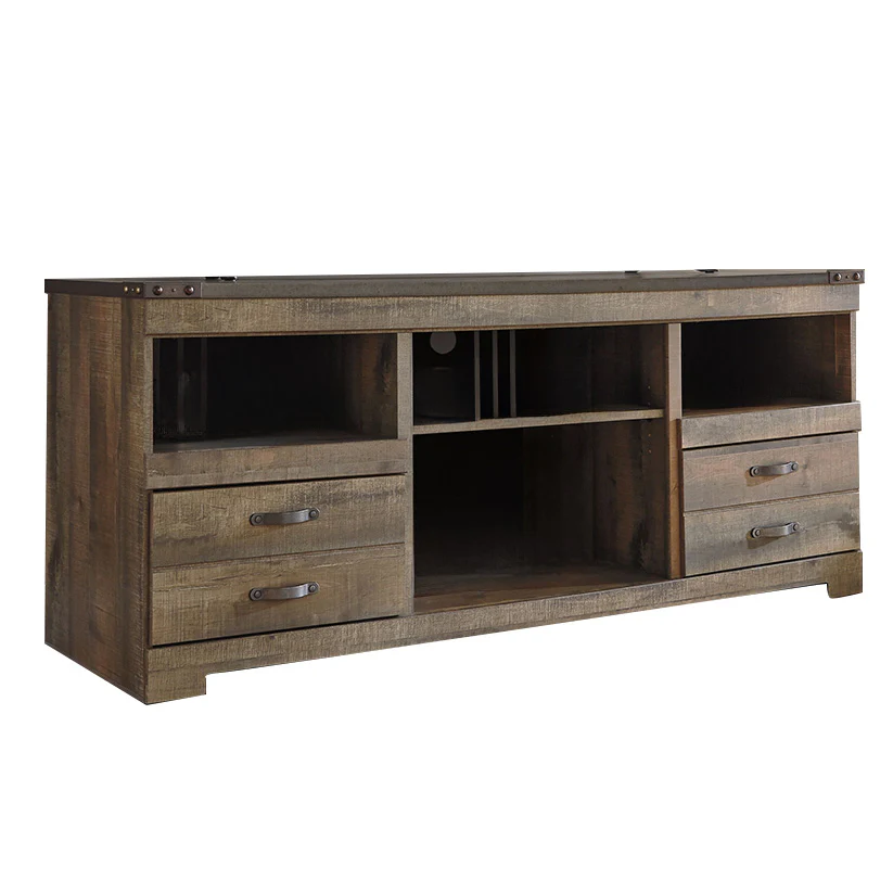 Trinell - Brown - 63" TV Stand With Glass/Stone Fireplace Insert - Image 2