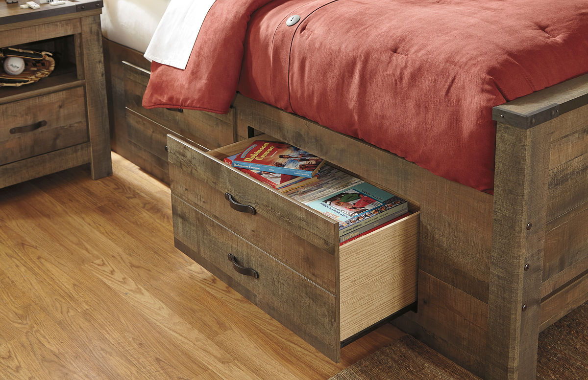Trinell - Brown - Twin Bookcase Bed With 2 Storage Drawers - Image 2