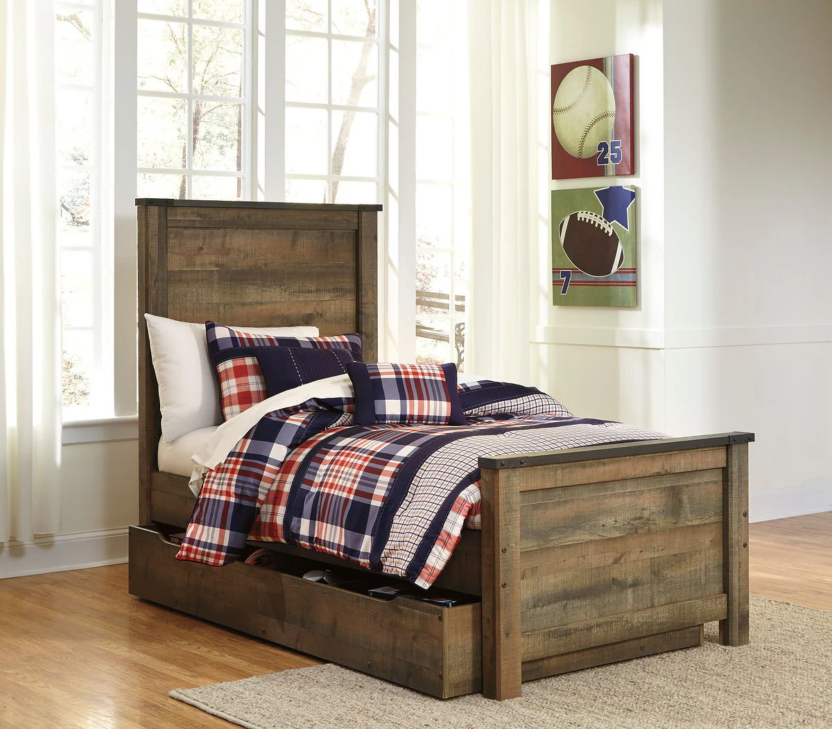 Trinell - Brown - Twin Panel Bed With 1 Large Storage Drawer - Image 2