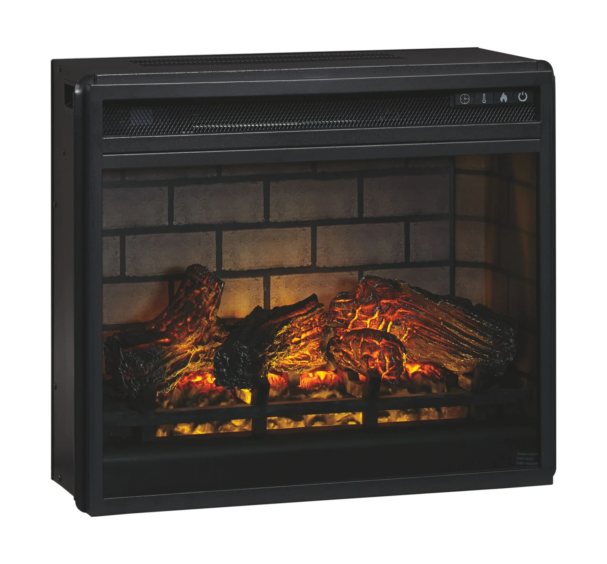 Trinell - Brown - 5 Pc. - Entertainment Center - 63" TV Stand With Faux Firebrick Fireplace Insert - Image 4