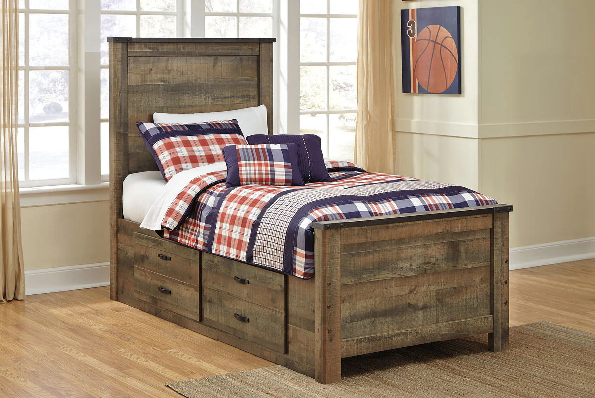 Trinell - Brown - Twin Panel Bed With 2 Storage Drawers - Image 2